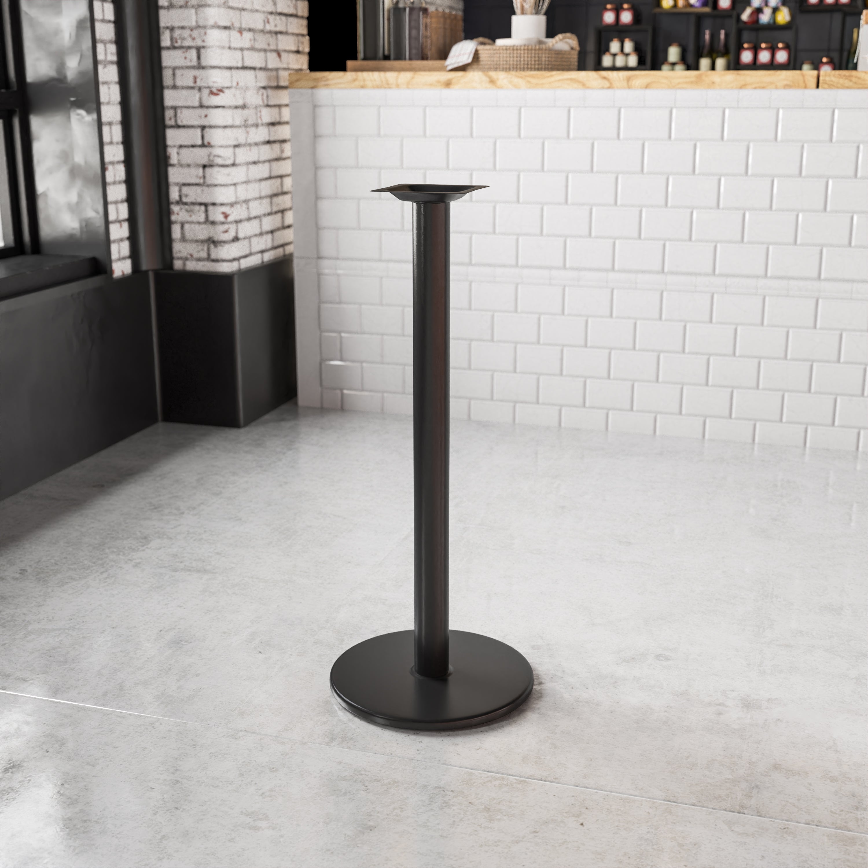Beverly 18'' Round Restaurant Table Base with 3'' Dia. Bar Height Column