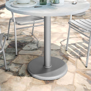 Beverly 18'' Round Restaurant Indoor/Outdoor Table Base with 3'' Dia. Table Height Column, Silver