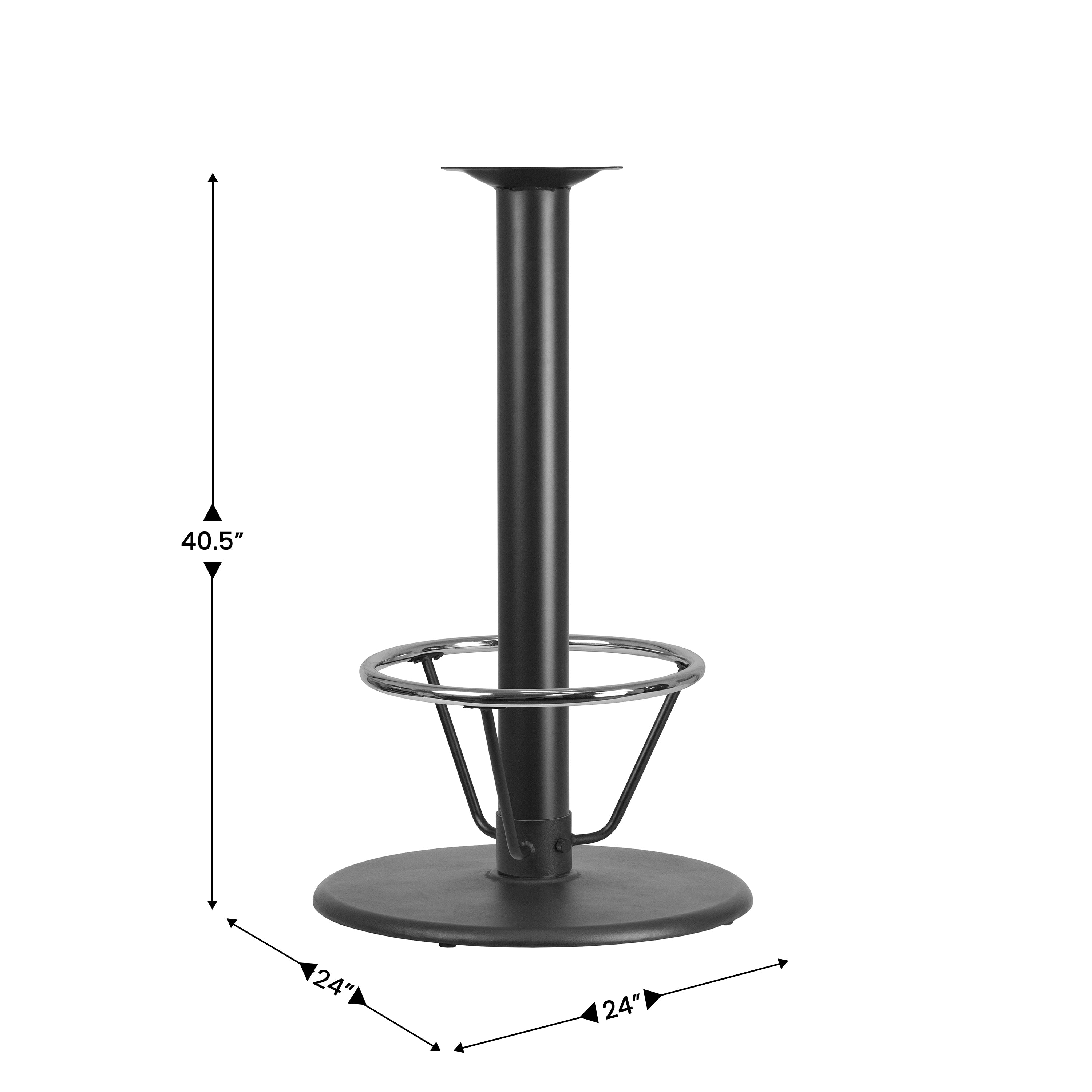 Beverly 24'' Round Restaurant Table Base with 4'' Dia. Bar Height Column and Foot Ring