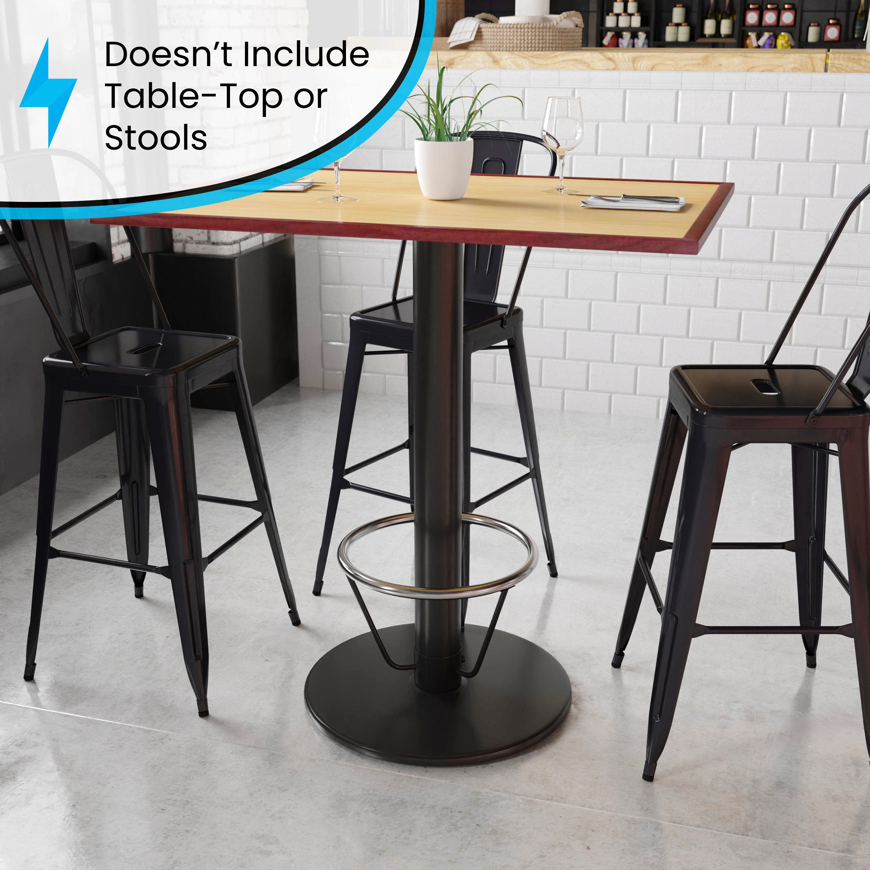 Beverly 24'' Round Restaurant Table Base with 4'' Dia. Bar Height Column and Foot Ring