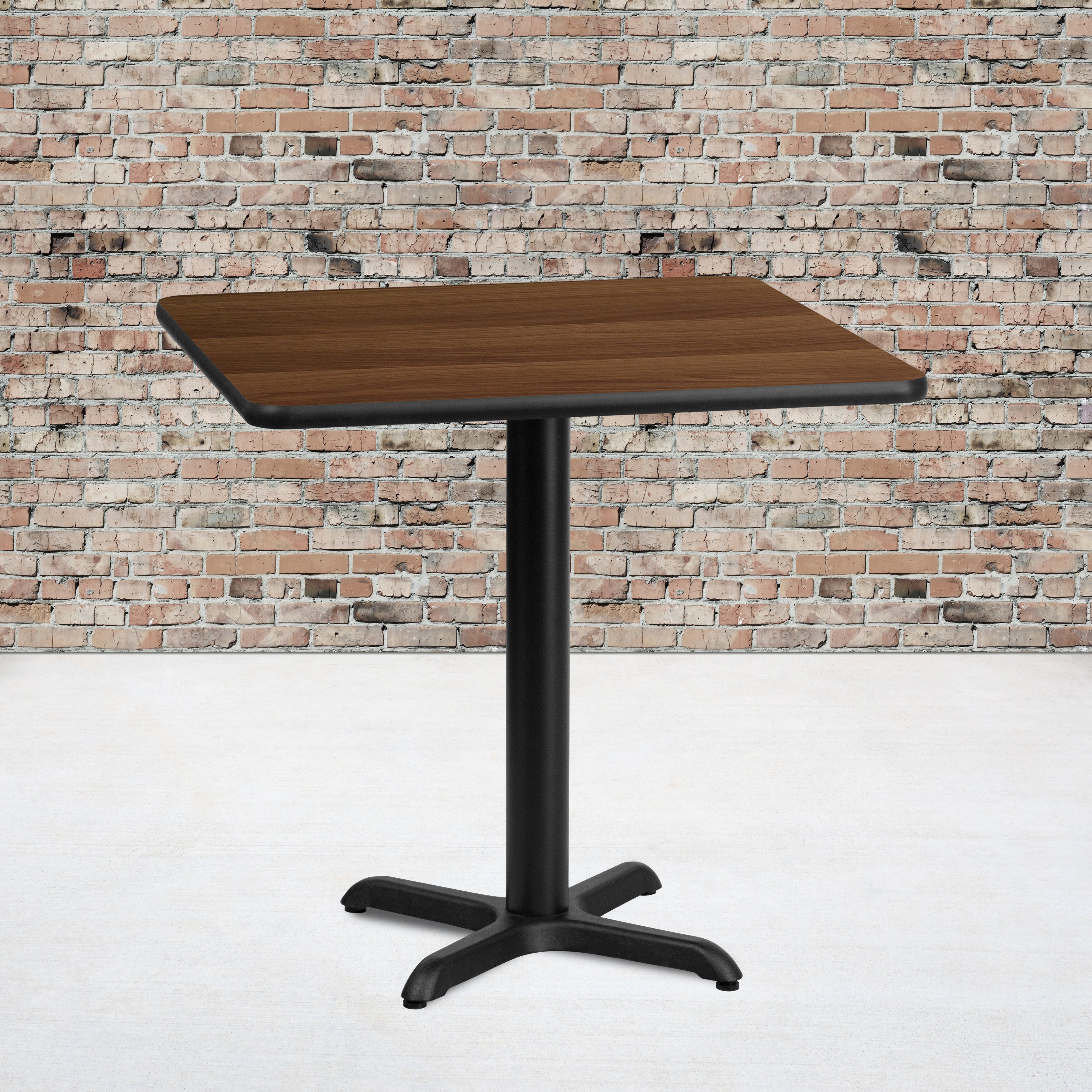 Graniss 24'' Square Walnut Laminate Table Top with 22'' x 22'' Table Height Base