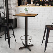 Stiles 24'' Square Walnut Laminate Table Top with 22'' x 22'' Bar Height Table Base and Foot Ring