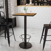 Stiles 24'' Square Walnut Laminate Table Top with 18'' Round Bar Height Table Base and Foot Ring