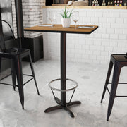 Stiles 24'' x 30'' Rectangular Walnut Laminate Table Top with 22'' x 22'' Bar Height Table Base and Foot Ring