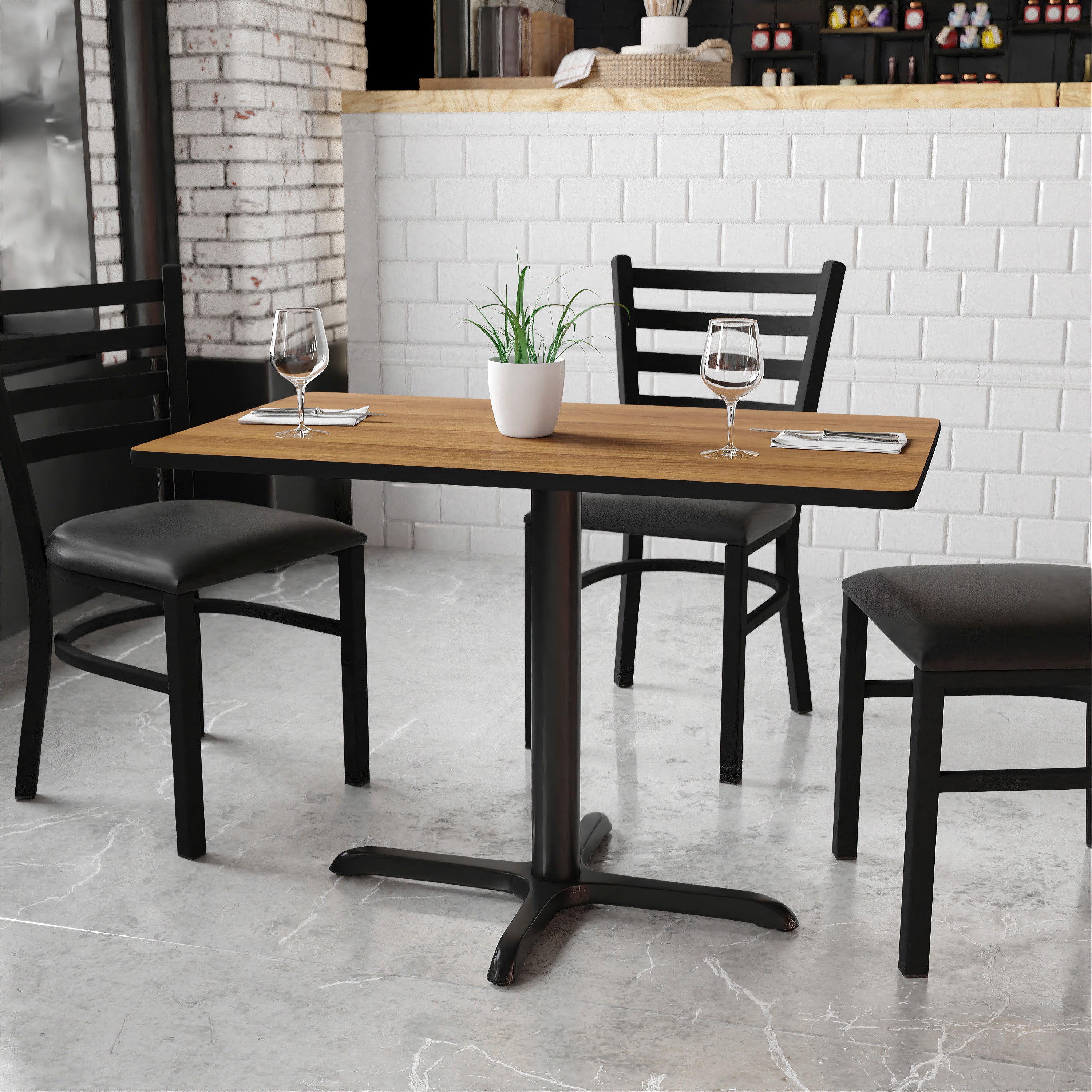 Graniss 24'' x 42'' Rectangular Walnut Laminate Table Top with 23.5'' x 29.5'' Table Height Base