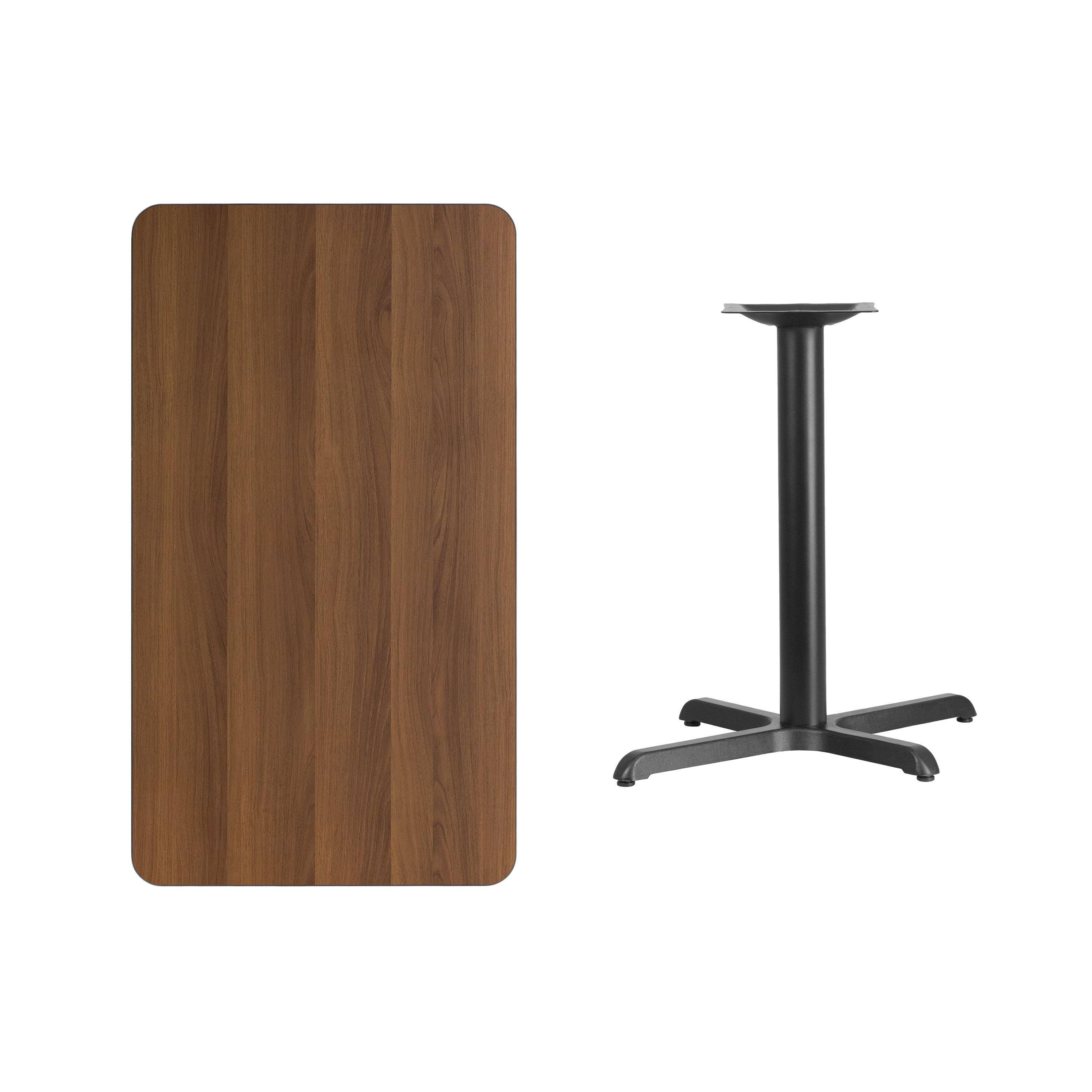 Graniss 24'' x 42'' Rectangular Walnut Laminate Table Top with 23.5'' x 29.5'' Table Height Base