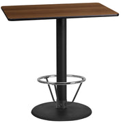 Stiles 24'' x 42'' Rectangular Walnut Laminate Table Top with 24'' Round Bar Height Table Base and Foot Ring