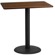 Stiles 24'' x 42'' Rectangular Walnut Laminate Table Top with 24'' Round Bar Height Table Base