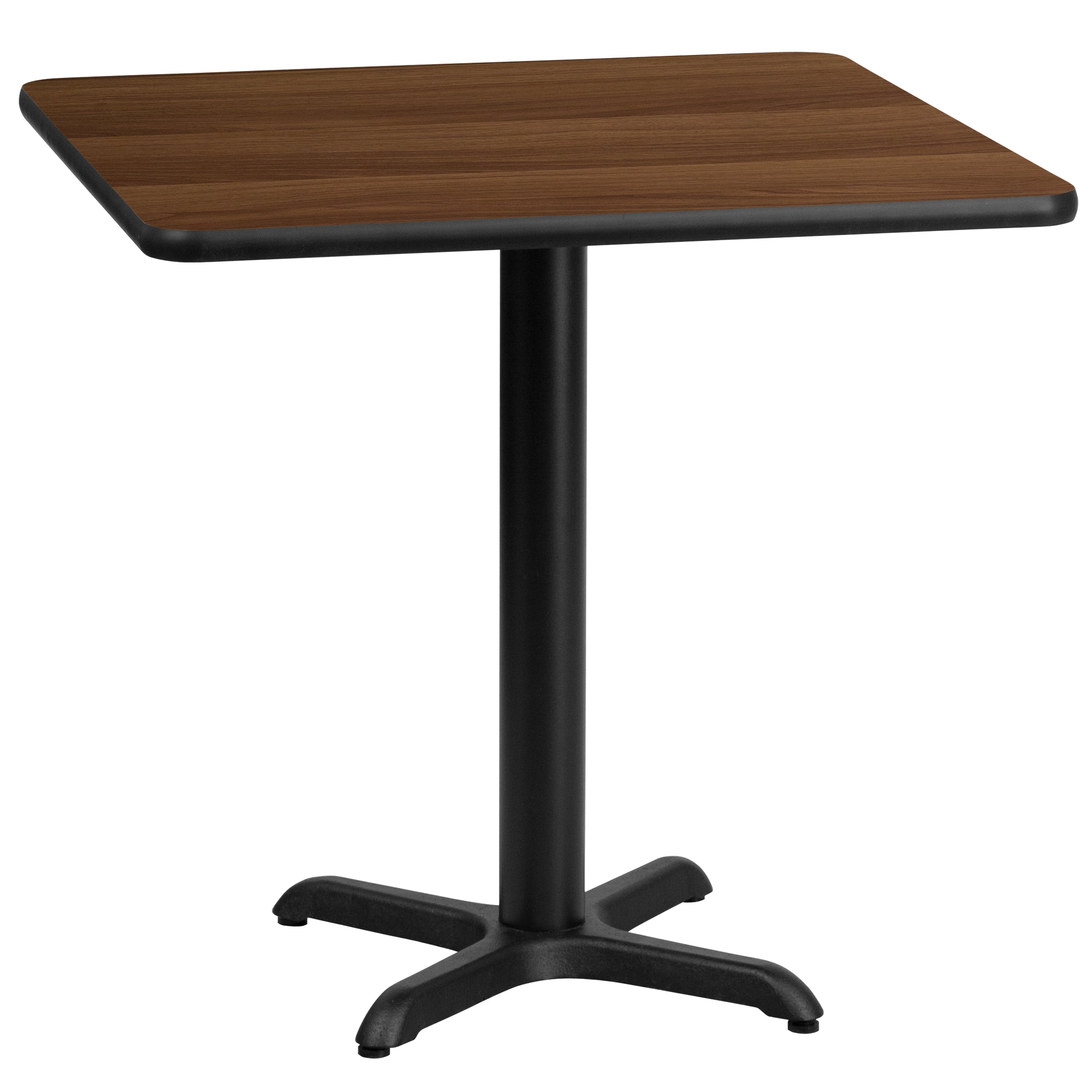Graniss 30'' Square Walnut Laminate Table Top with 22'' x 22'' Table Height Base