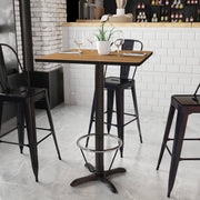 Stiles 30'' Square Walnut Laminate Table Top with 22'' x 22'' Bar Height Table Base and Foot Ring