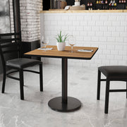 Graniss 30'' Square Walnut Laminate Table Top with 18'' Round Table Height Base