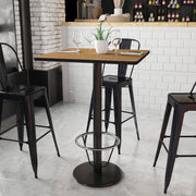 Stiles 30'' Square Walnut Laminate Table Top with 18'' Round Bar Height Table Base and Foot Ring