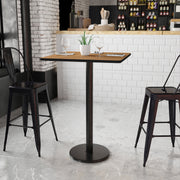 Stiles 30'' Square Walnut Laminate Table Top with 18'' Round Bar Height Table Base