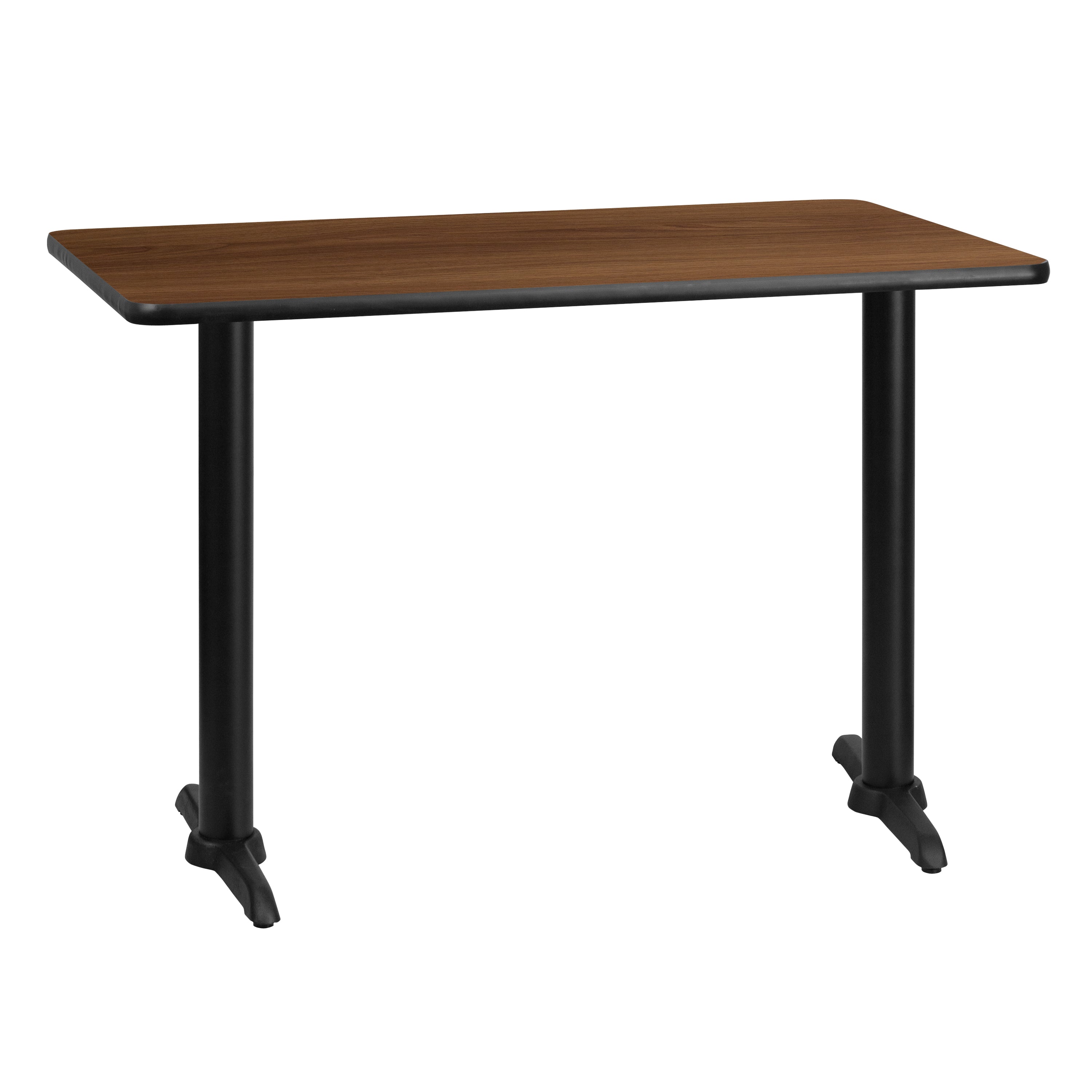 Graniss 30'' x 42'' Rectangular Walnut Laminate Table Top with 5'' x 22'' Table Height Bases