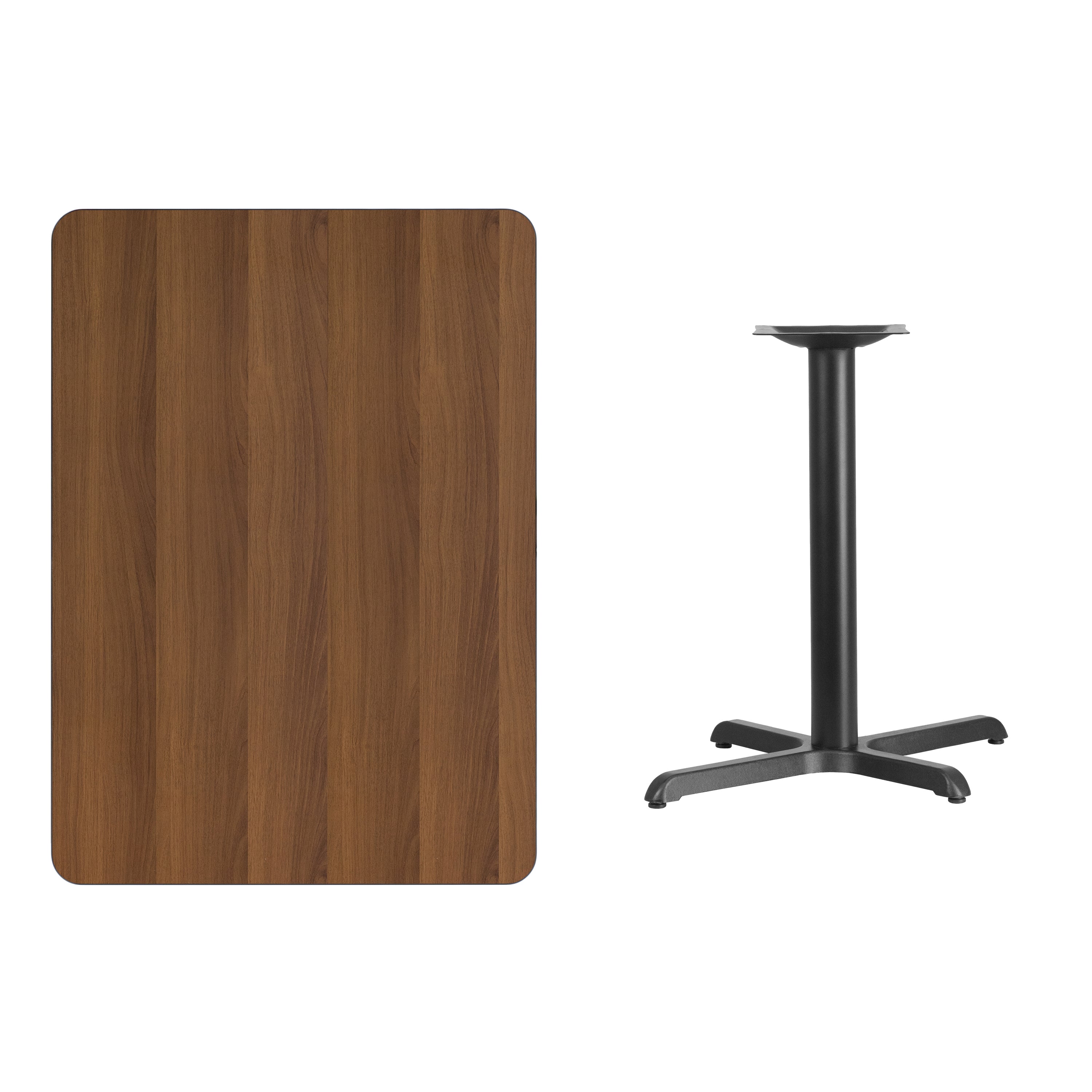 Graniss 30'' x 42'' Rectangular Walnut Laminate Table Top with 23.5'' x 29.5'' Table Height Base