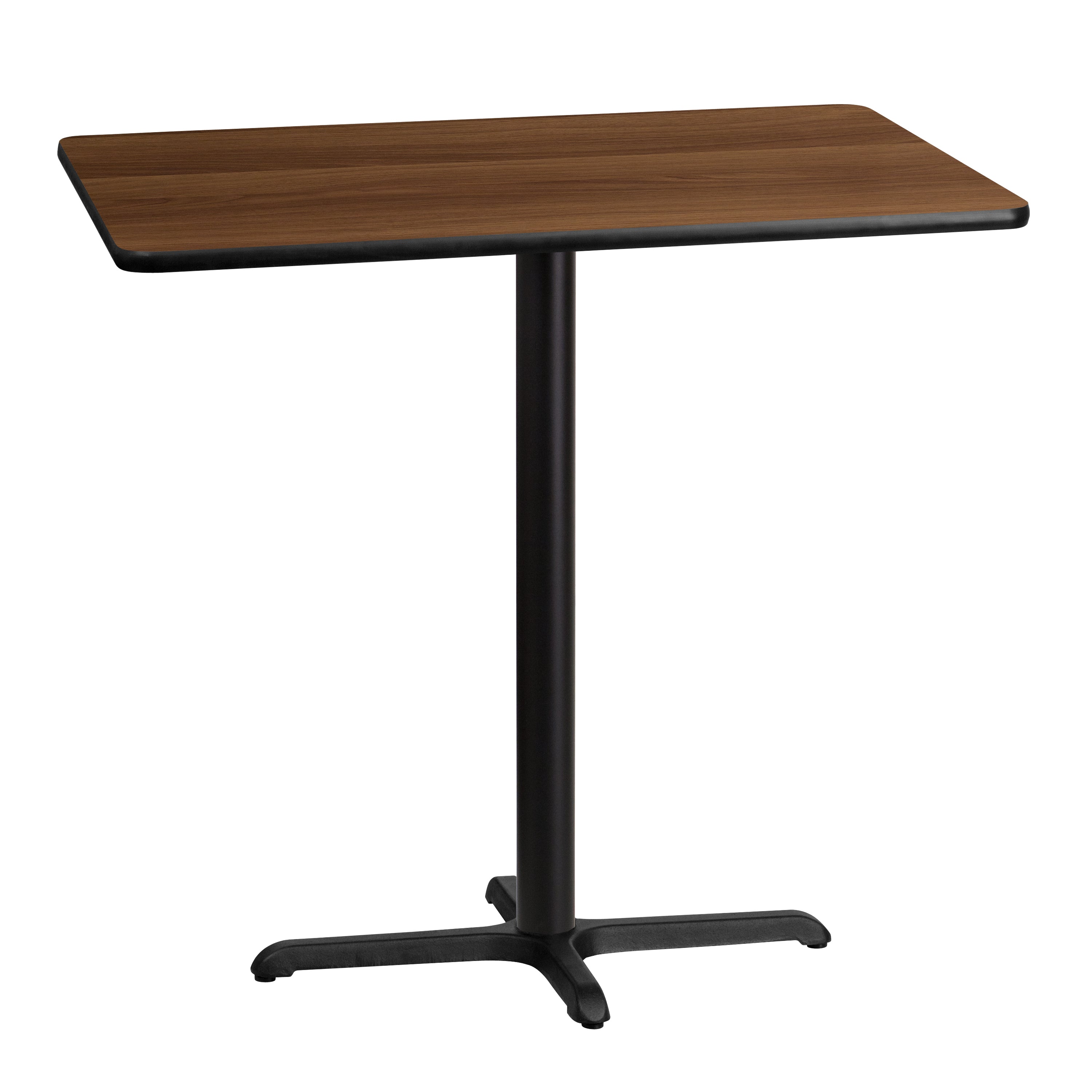Stiles 30'' x 42'' Rectangular Walnut Laminate Table Top with 23.5'' x 29.5'' Bar Height Table Base