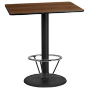 Stiles 30'' x 42'' Rectangular Walnut Laminate Table Top with 24'' Round Bar Height Table Base and Foot Ring