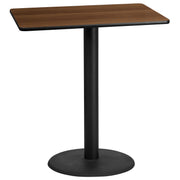Stiles 30'' x 42'' Rectangular Walnut Laminate Table Top with 24'' Round Bar Height Table Base
