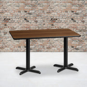 Graniss 30'' x 60'' Rectangular Walnut Laminate Table Top with 22'' x 22'' Table Height Bases