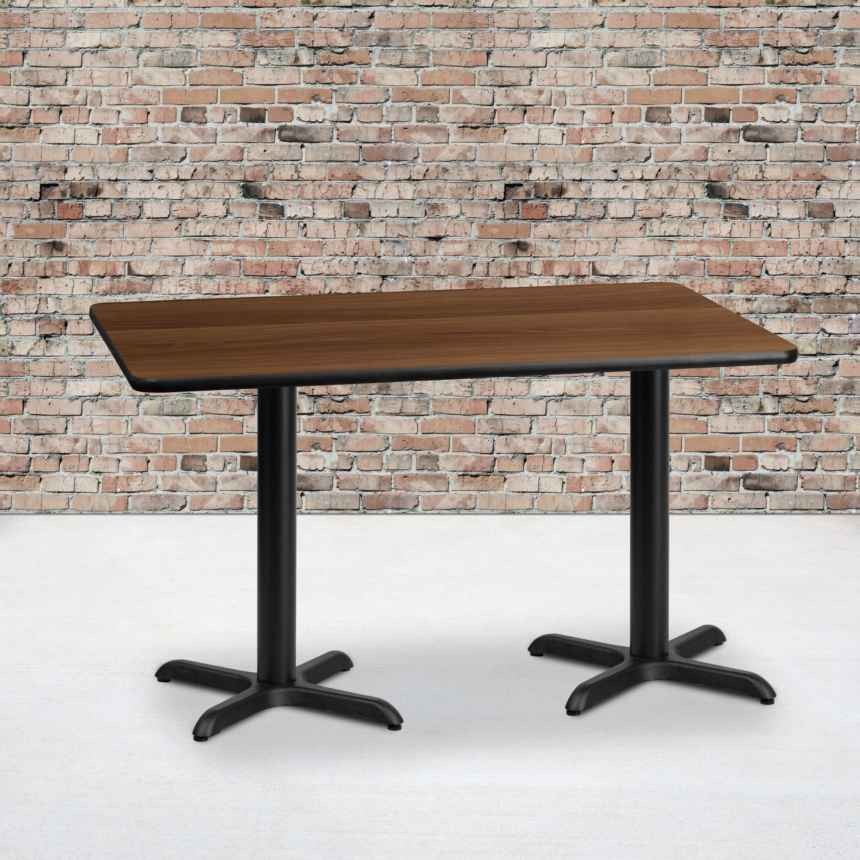 Graniss 30'' x 60'' Rectangular Walnut Laminate Table Top with 22'' x 22'' Table Height Bases