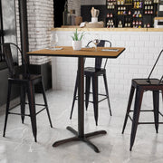 Stiles 36'' Square Walnut Laminate Table Top with 30'' x 30'' Bar Height Table Base