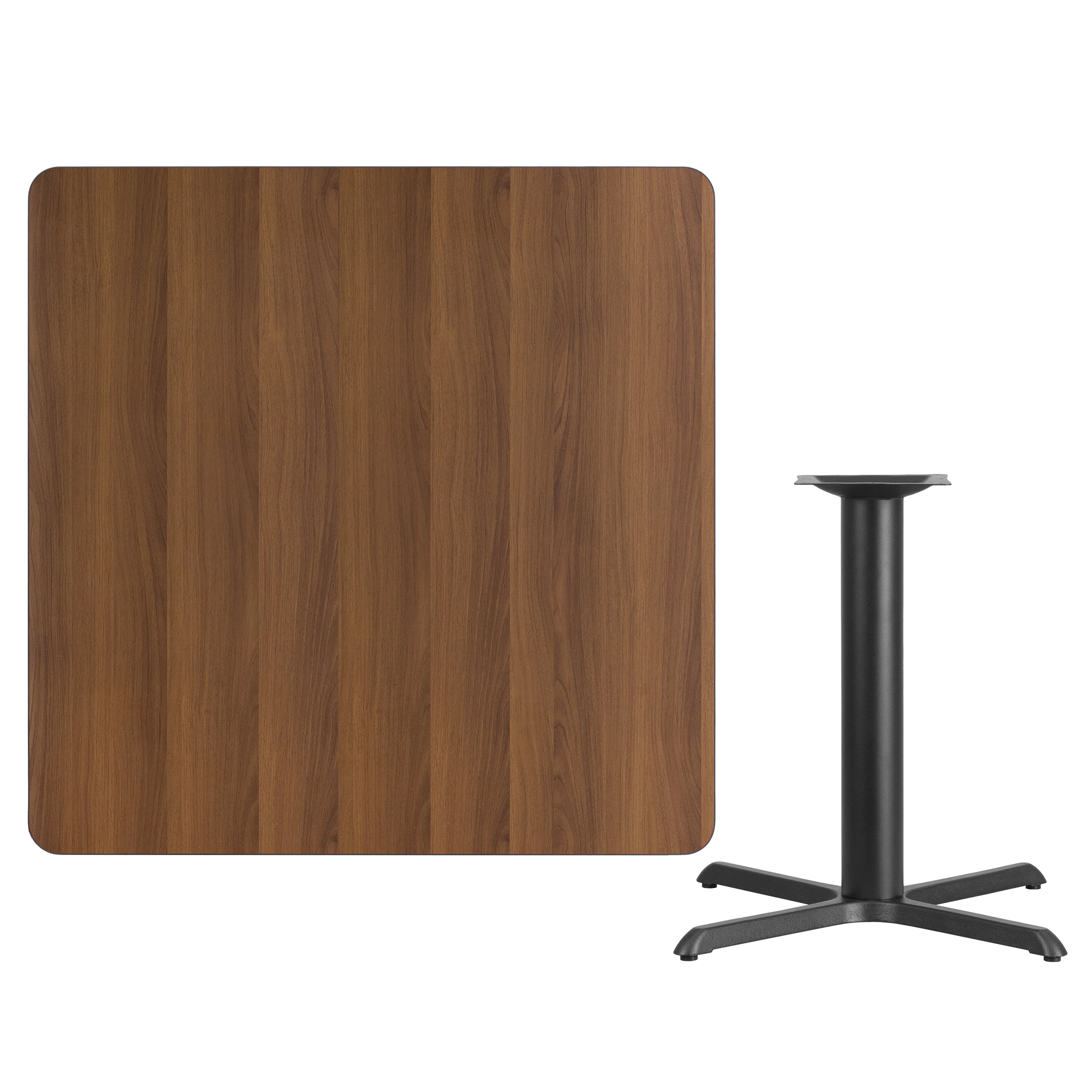 Graniss 42'' Square Walnut Laminate Table Top with 33'' x 33'' Table Height Base