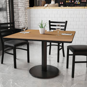 Graniss 42'' Square Walnut Laminate Table Top with 24'' Round Table Height Base