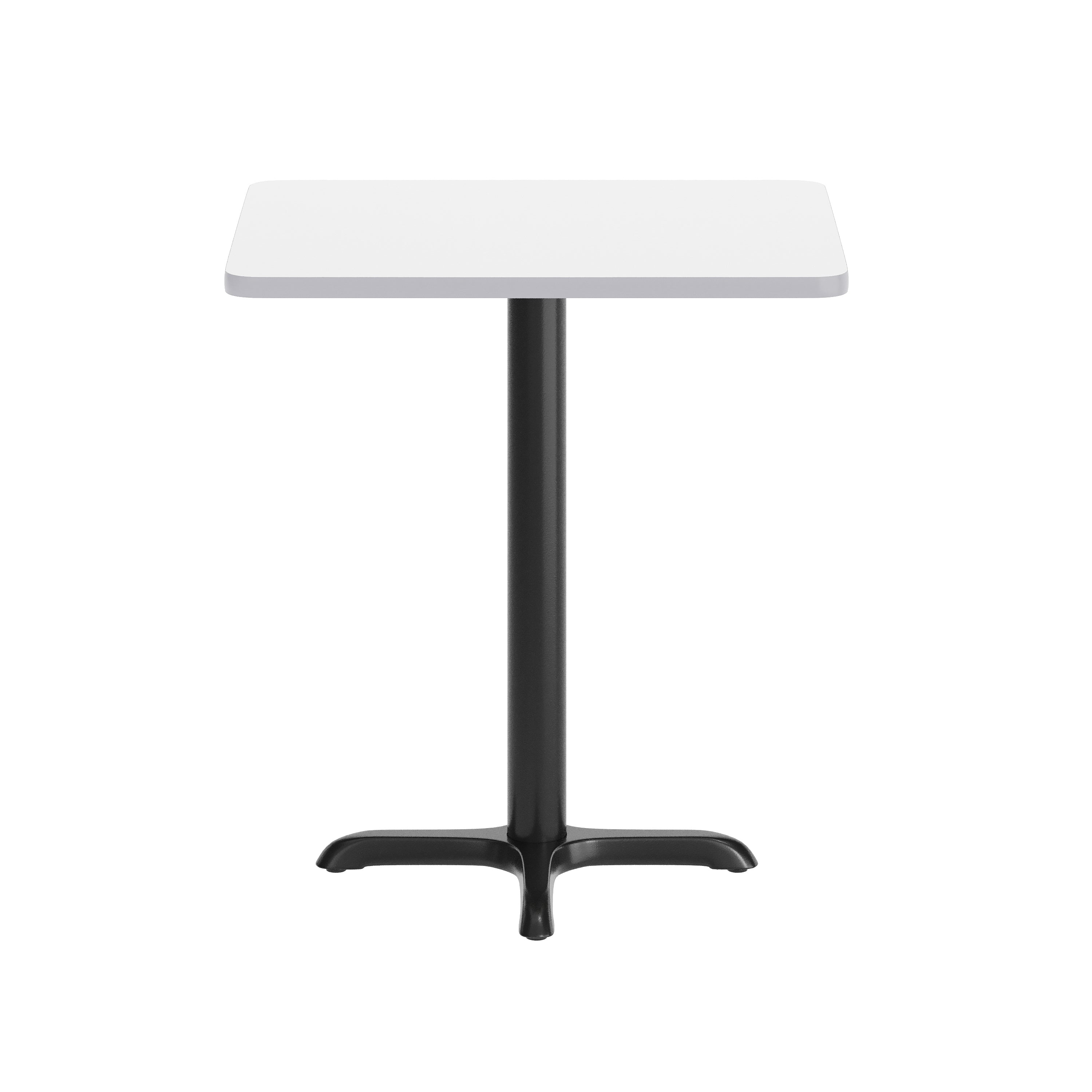 Graniss 24'' x 30'' White Rectangular Laminate Table Top with Black 22 x 22 "X" Style Table Height Base