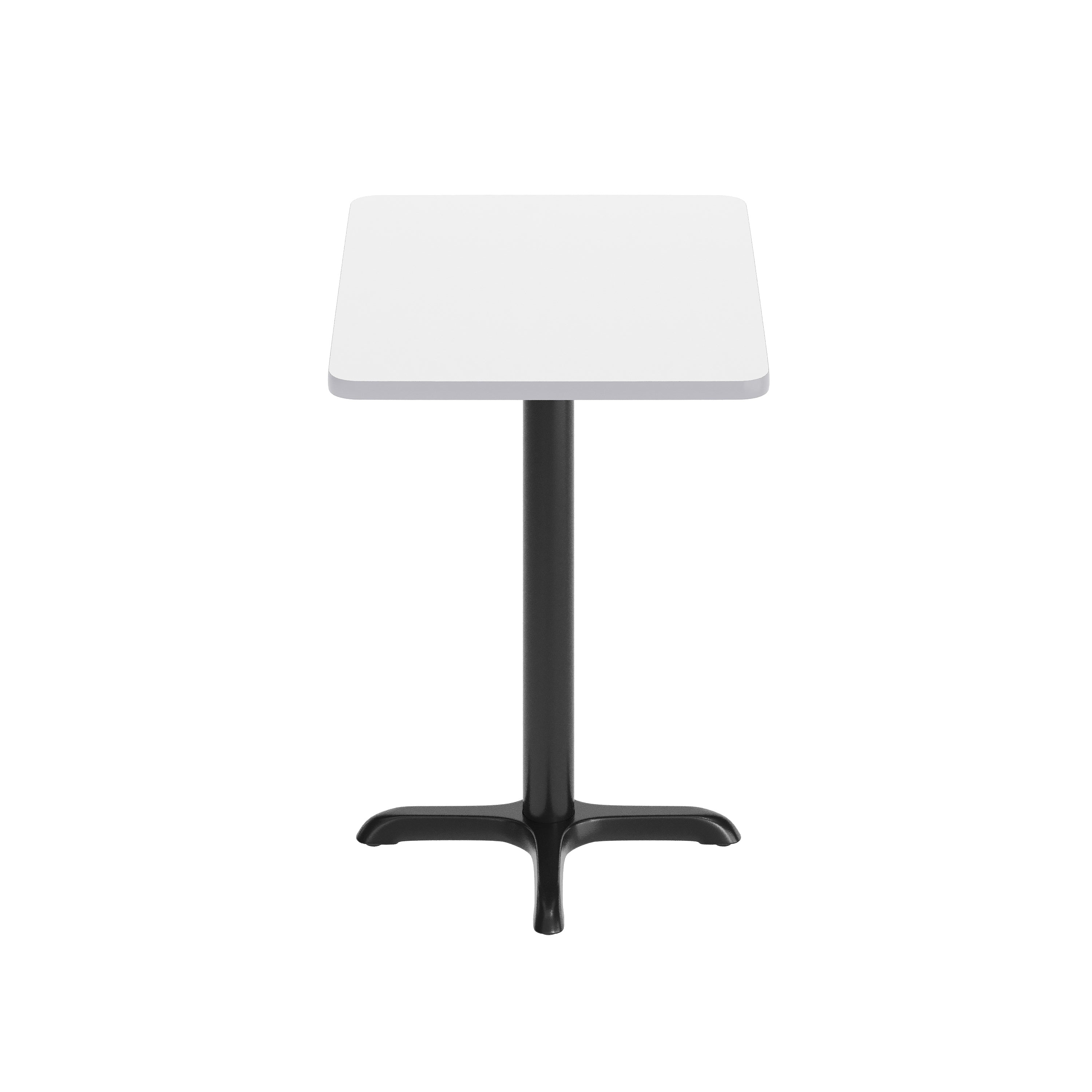 Graniss 24'' x 30'' White Rectangular Laminate Table Top with Black 22 x 22 "X" Style Table Height Base