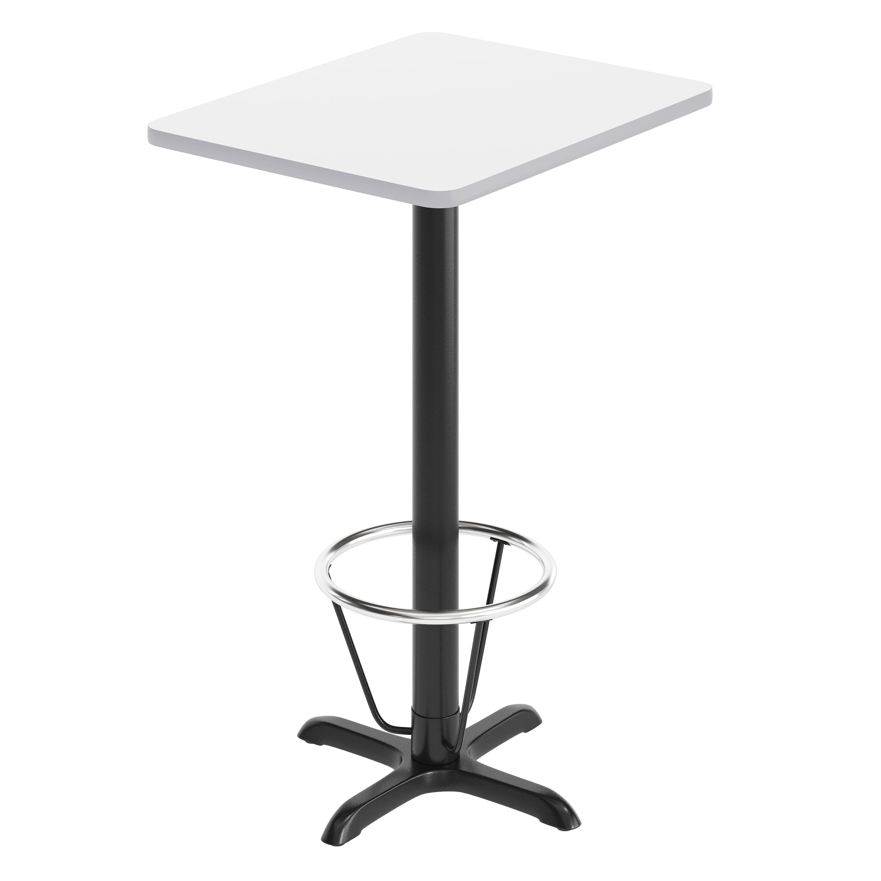 Stiles 24'' x 30'' White Rectangular Laminate Table Top with Black 22 x 22 "X" Style Bar Height Base with Footring