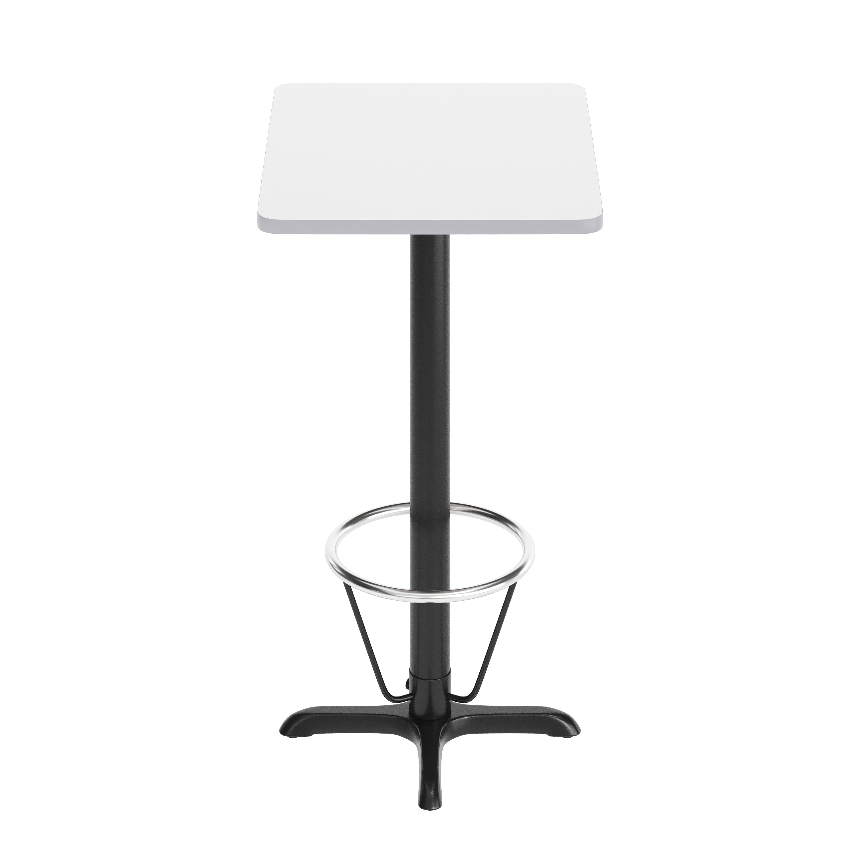 Stiles 24'' x 30'' White Rectangular Laminate Table Top with Black 22 x 22 "X" Style Bar Height Base with Footring