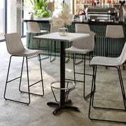Stiles 24'' x 30'' White Rectangular Laminate Table Top with Black 22 x 22 "X" Style Bar Height Base with Footring