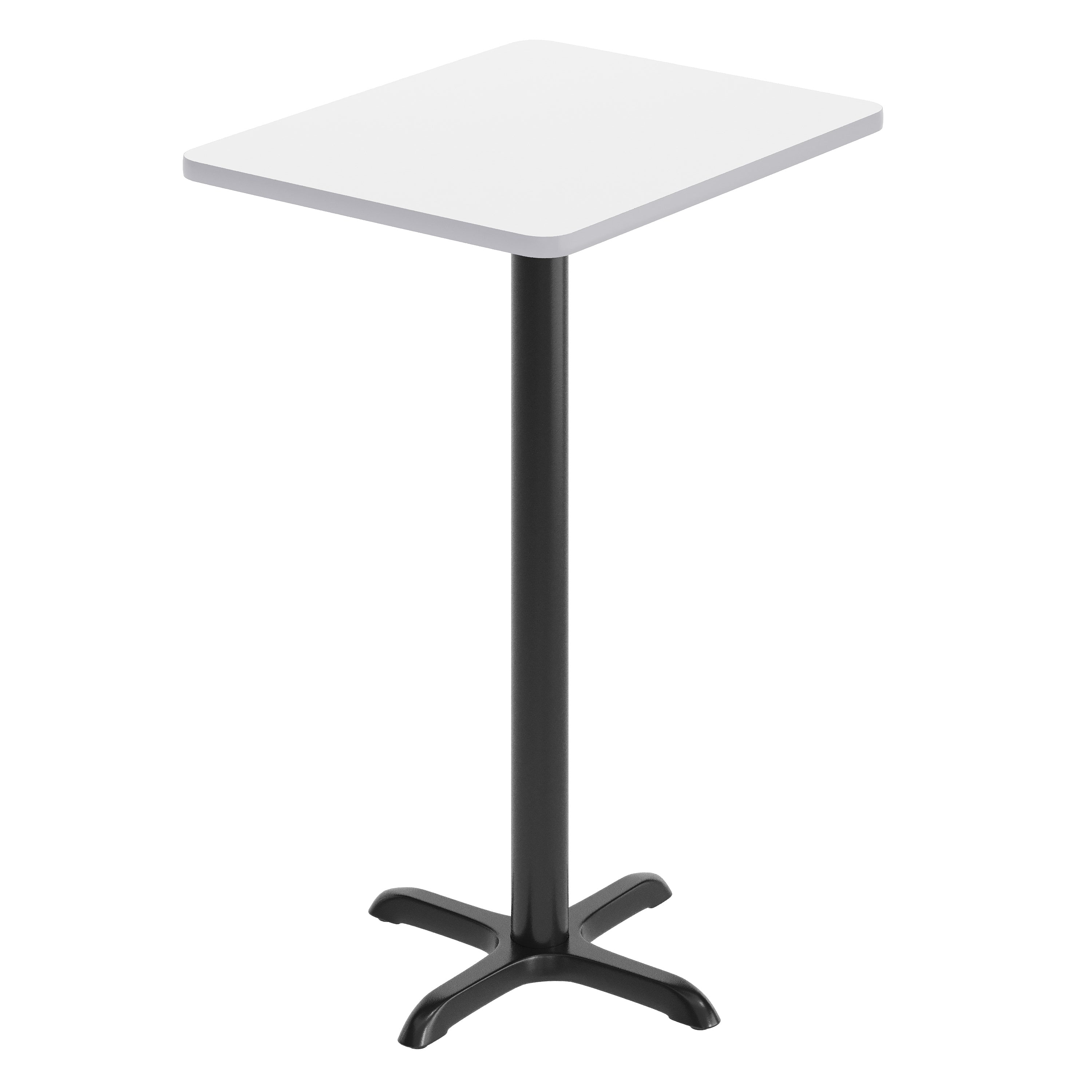 Stiles 24'' x 30'' White Rectangular Laminate Table Top with Black 22 x 22 "X" Style Bar Height Base
