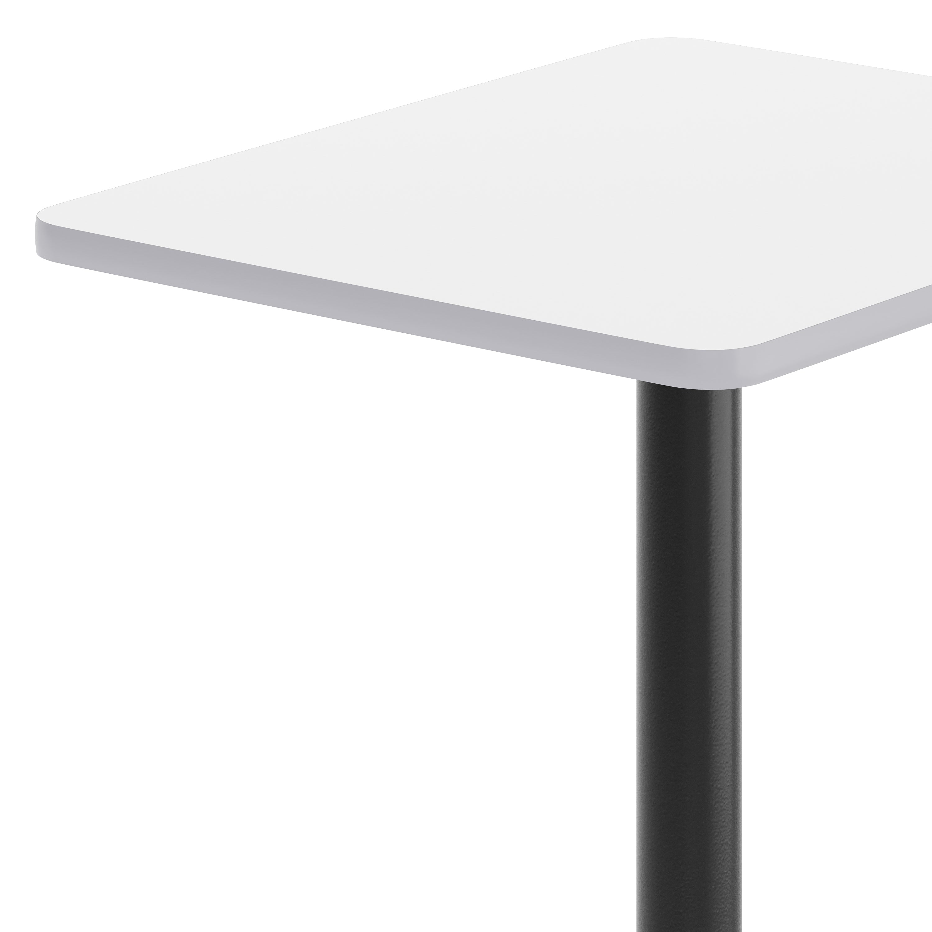 Graniss 24'' x 30'' White Rectangular Laminate Table Top with Black 18" Round Table Height Base