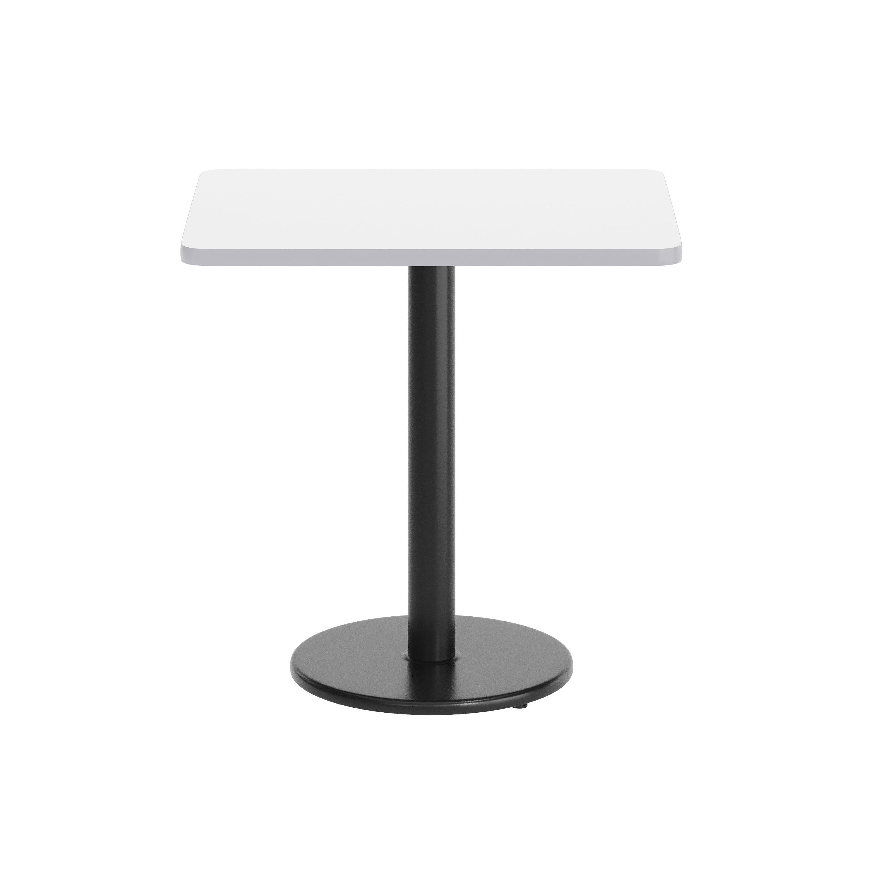 Graniss 24'' x 30'' White Rectangular Laminate Table Top with Black 18" Round Table Height Base