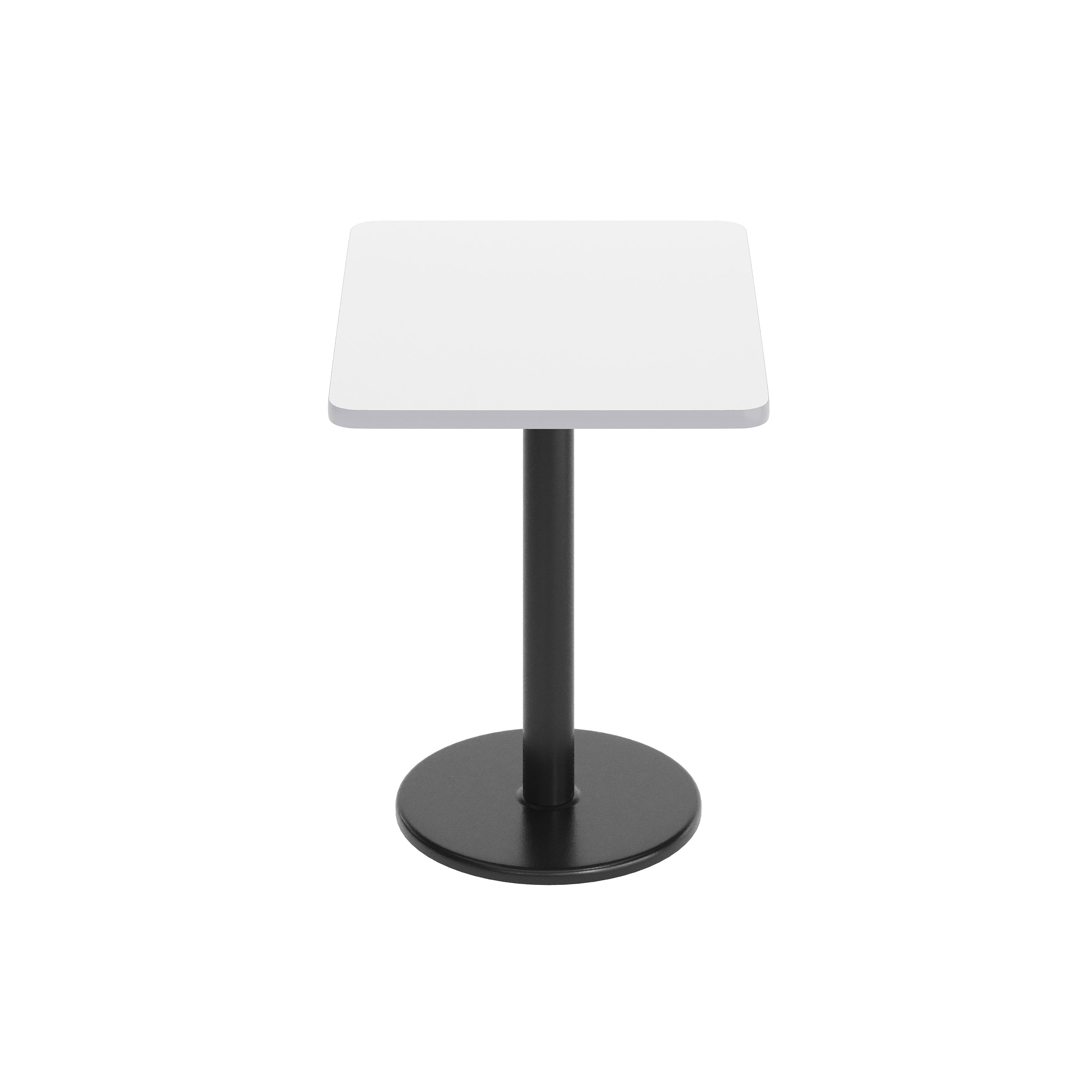 Graniss 24'' x 30'' White Rectangular Laminate Table Top with Black 18" Round Table Height Base
