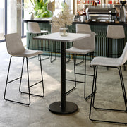 Stiles 24'' x 30'' White Rectangular Laminate Table Top with Black 18" Round Bar Height Table Base