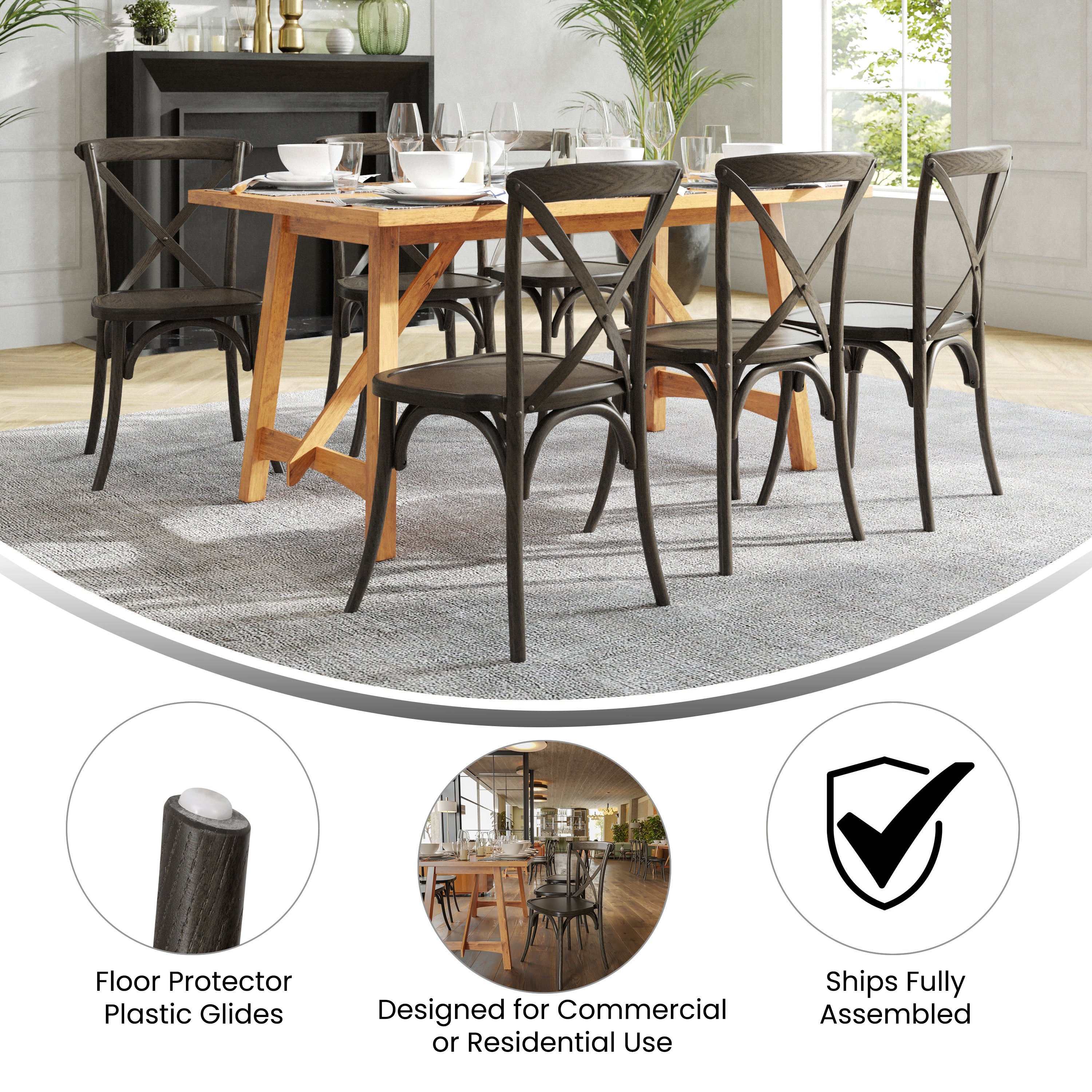 HERCULES Series Stackable Early American Wood Cross Back Chair