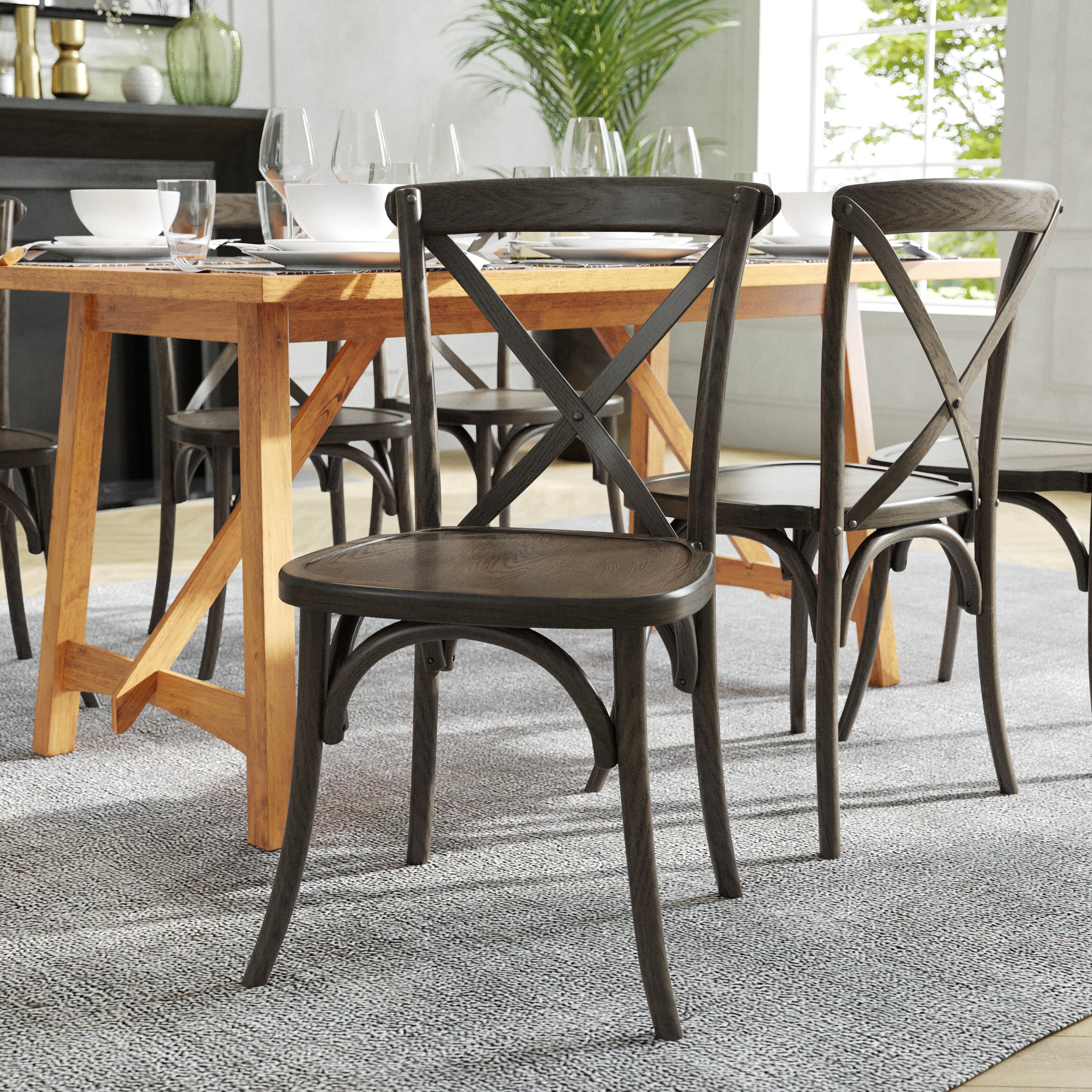 HERCULES Series Stackable Early American Wood Cross Back Chair