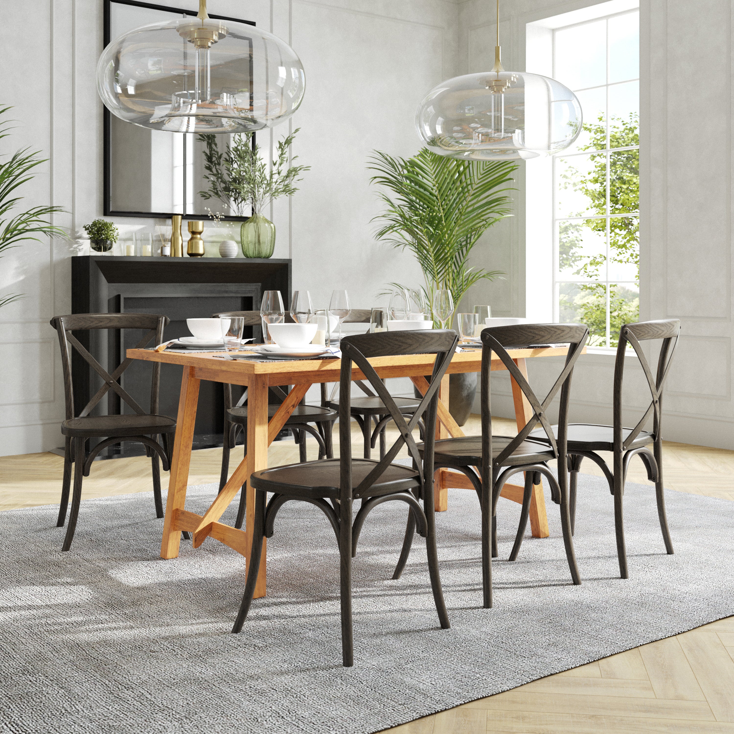 HERCULES Series Stackable Early American Wood Cross Back Chair