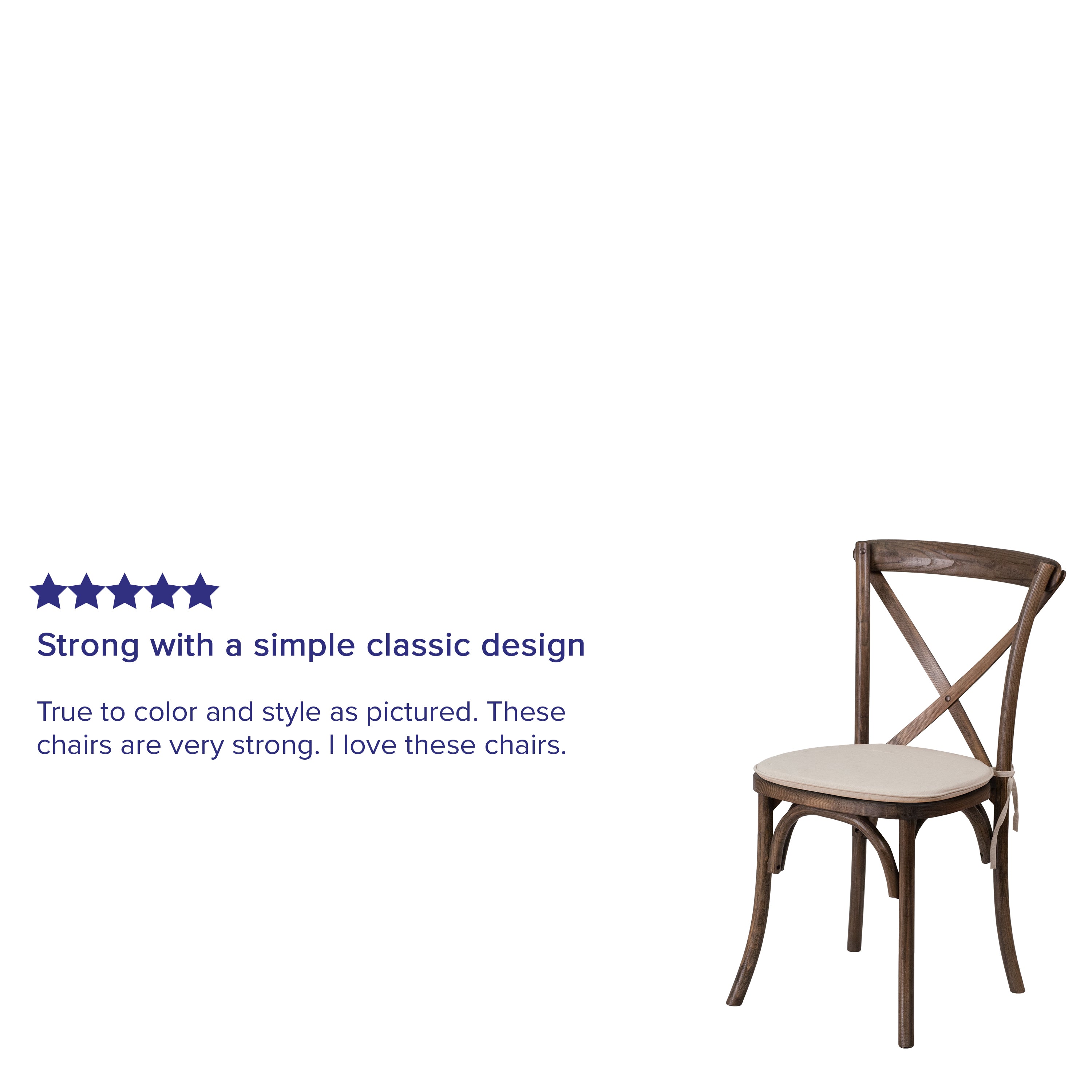 HERCULES Series Stackable Early American Wood Cross Back Chair with Cushion