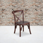 HERCULES Series Stackable Kids Mahogany Wood Cross Back Chair