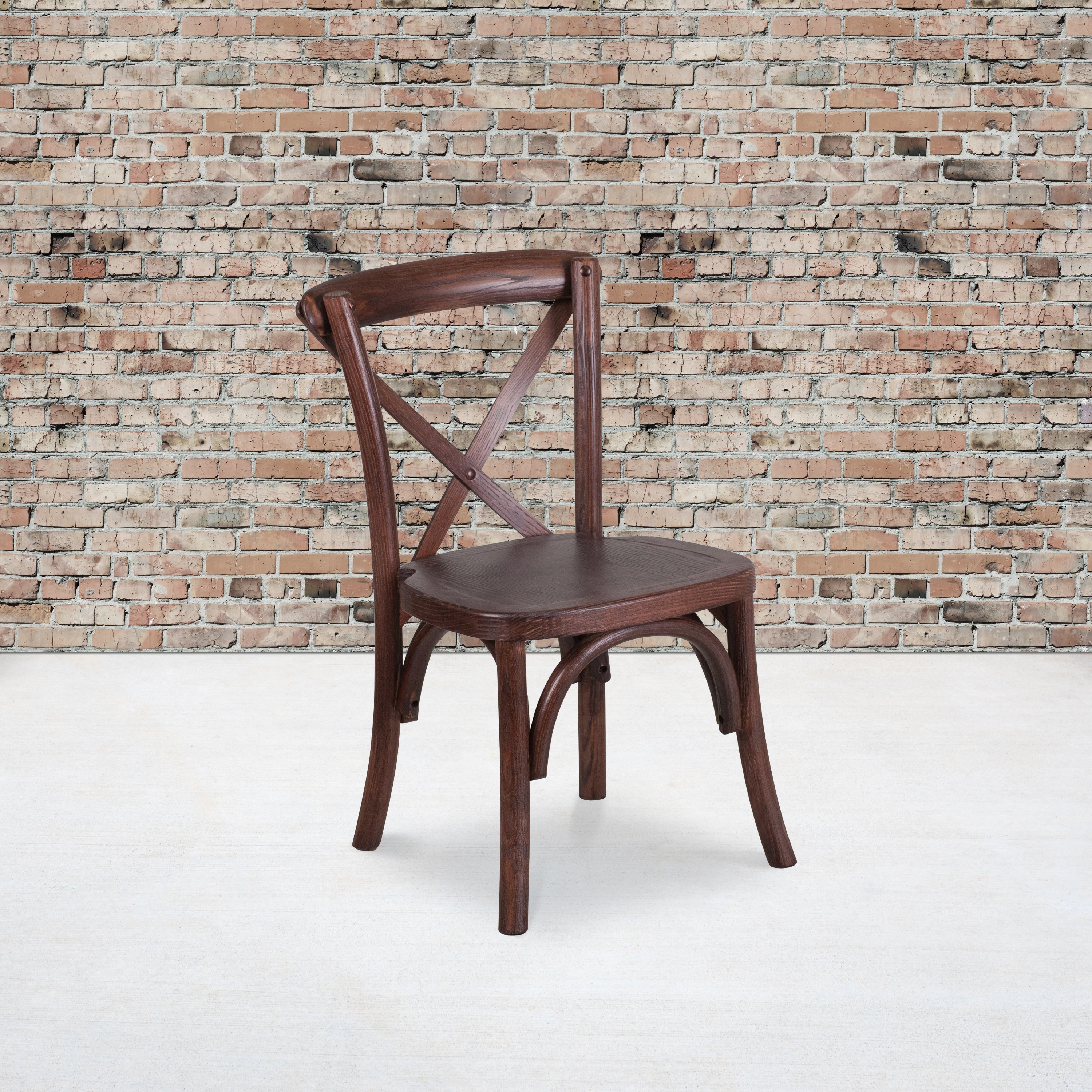 HERCULES Series Stackable Kids Mahogany Wood Cross Back Chair
