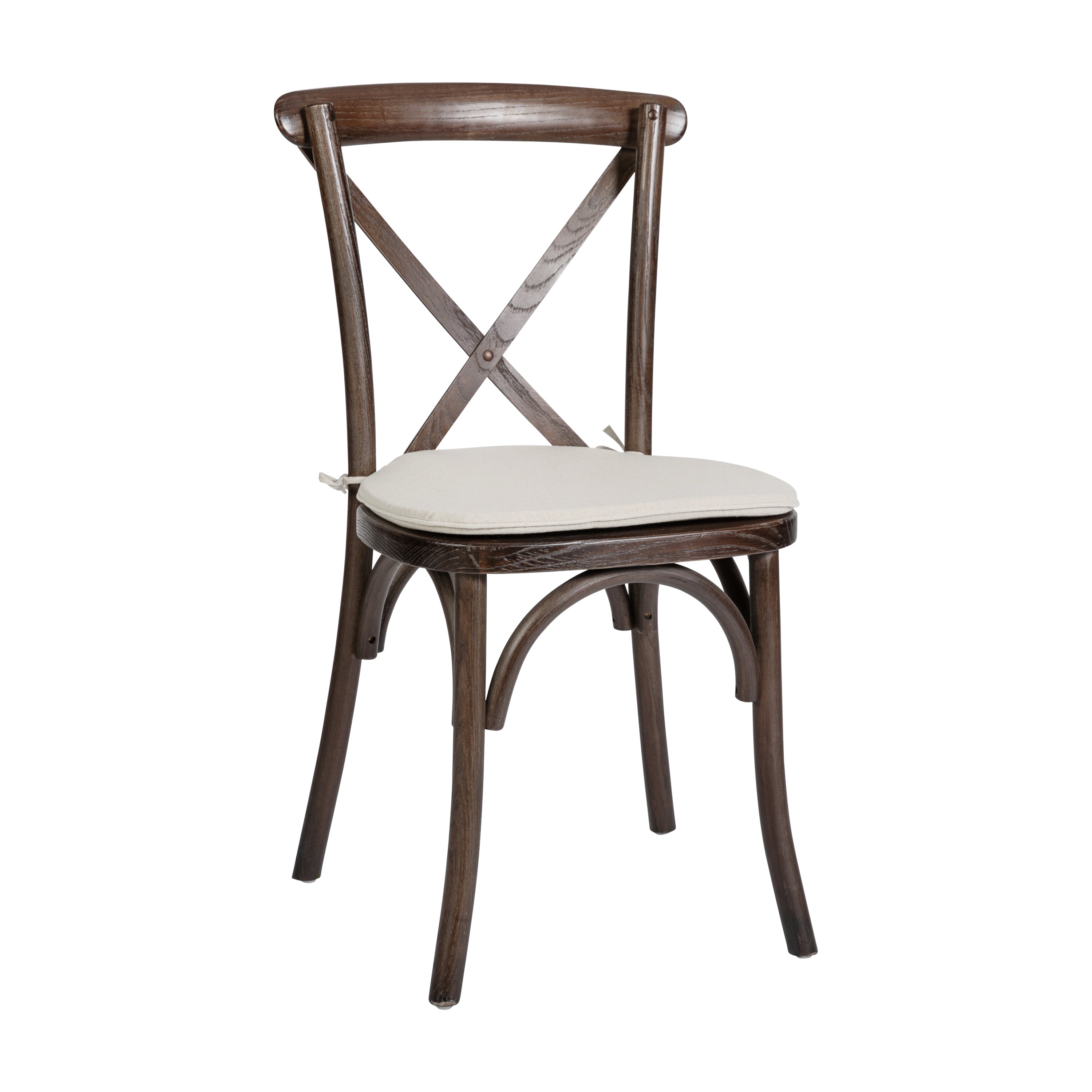 HERCULES Series Stackable Mahogany Wood Cross Back Chair with Cushion
