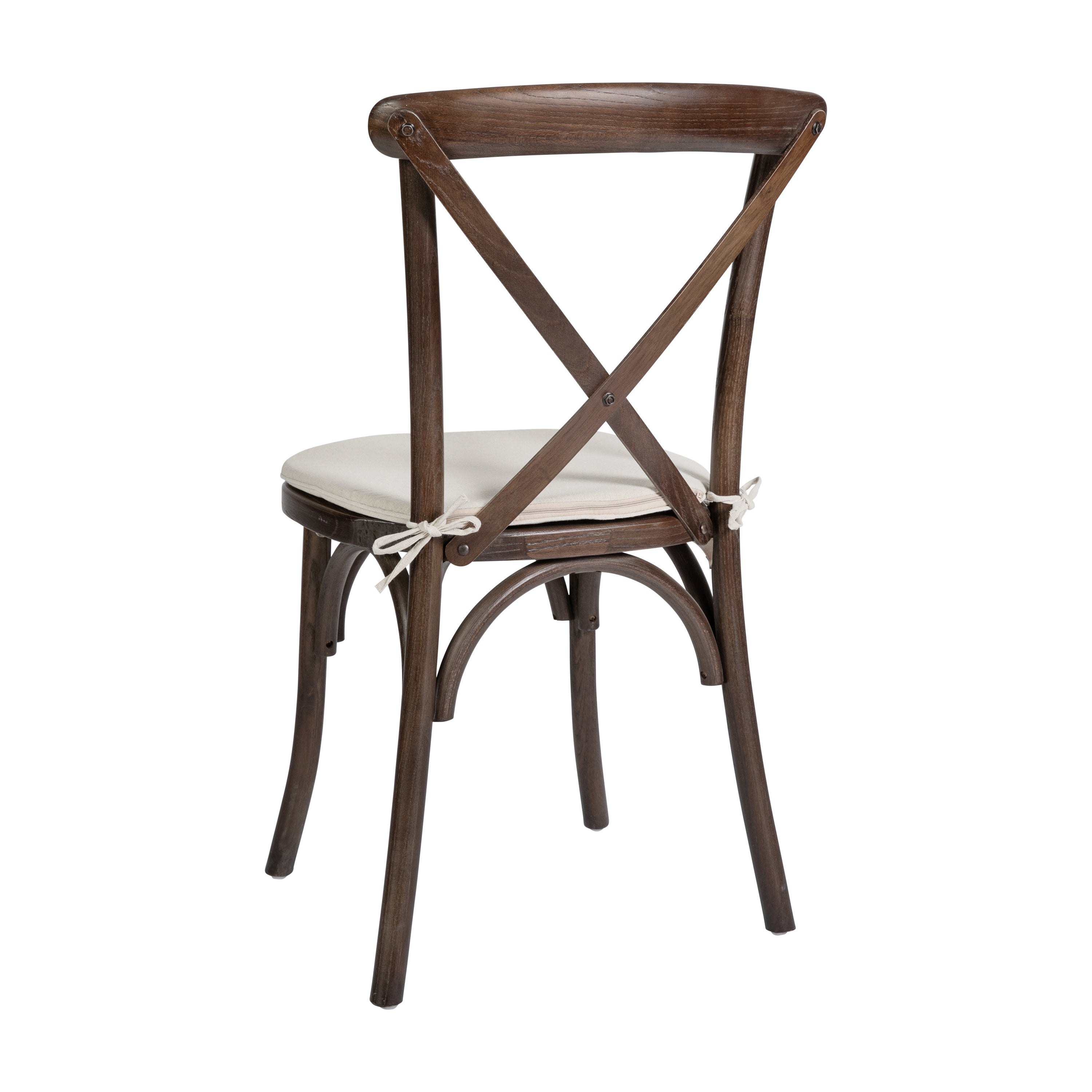 HERCULES Series Stackable Mahogany Wood Cross Back Chair with Cushion