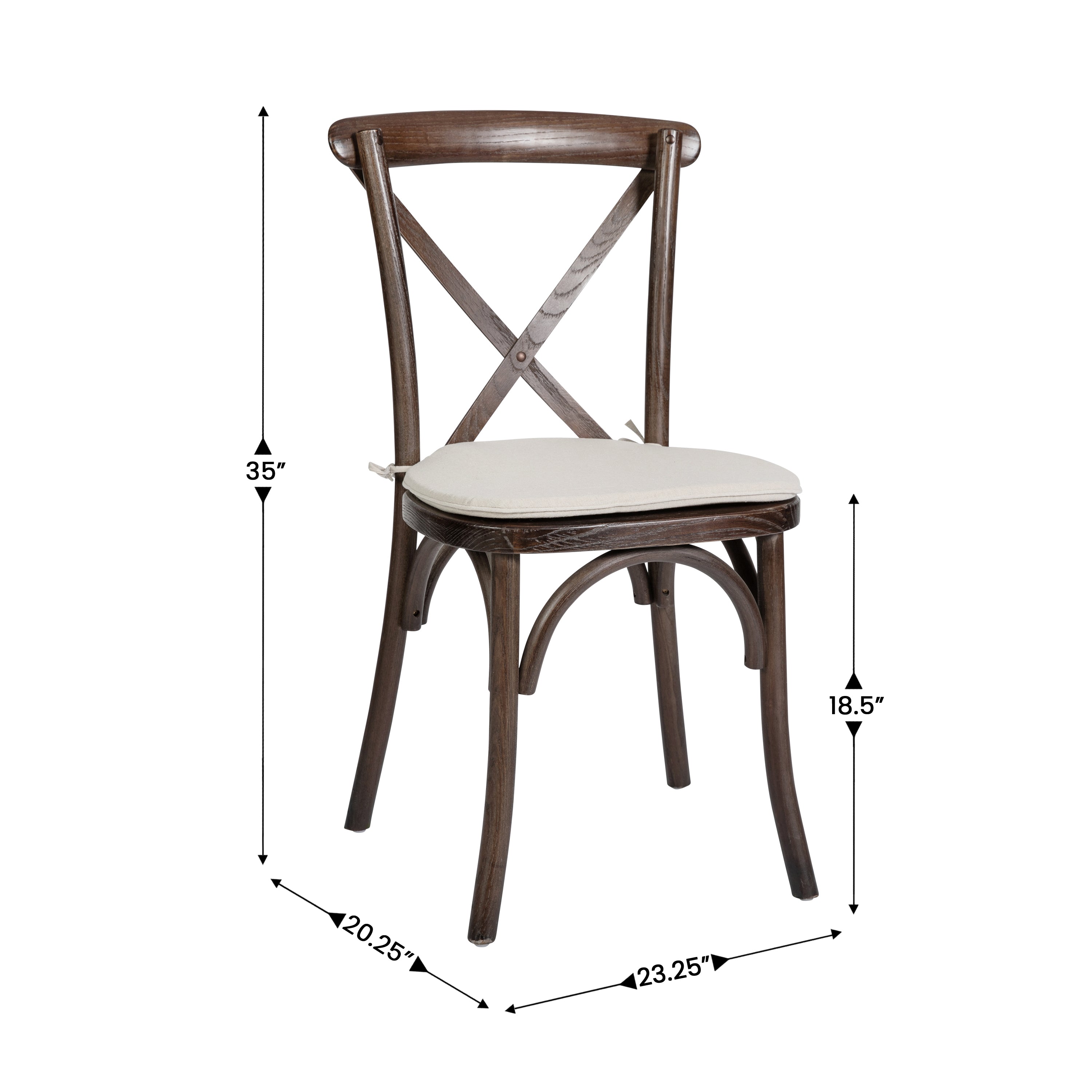 HERCULES Series Stackable Mahogany Wood Cross Back Chair with Cushion