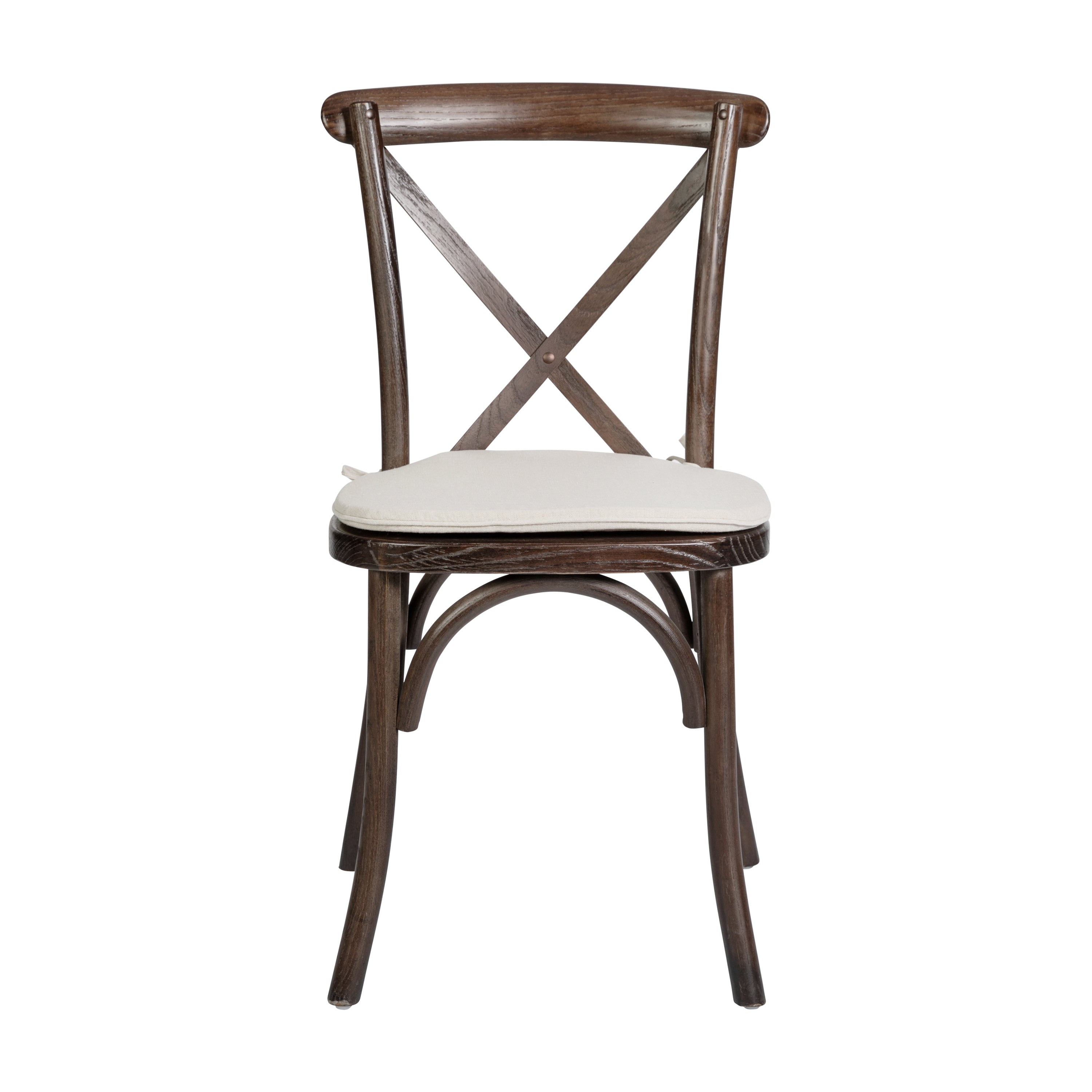 HERCULES Series Stackable Mahogany Wood Cross Back Chair with Cushion