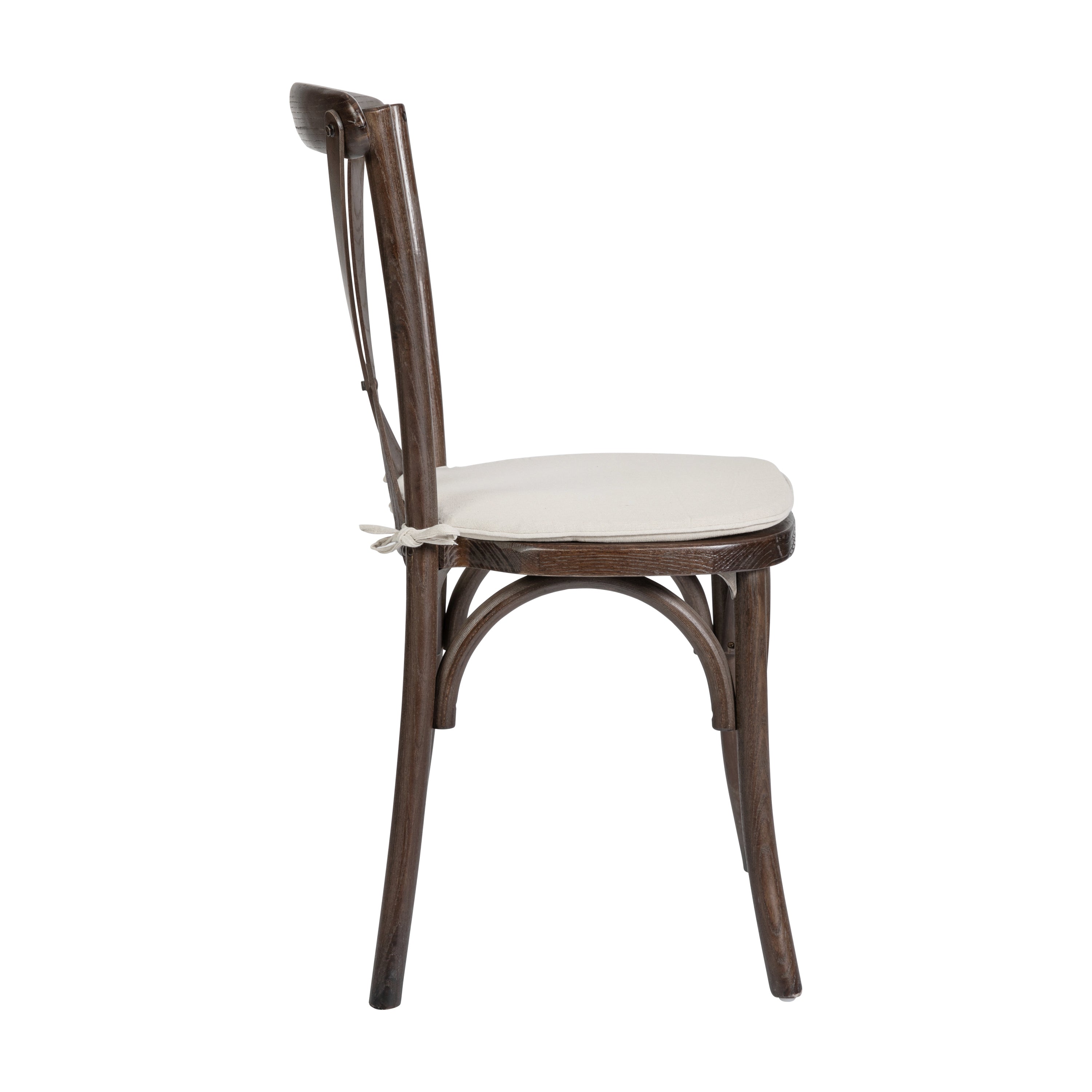 HERCULES Series Stackable Mahogany Wood Cross Back Chair with Cushion