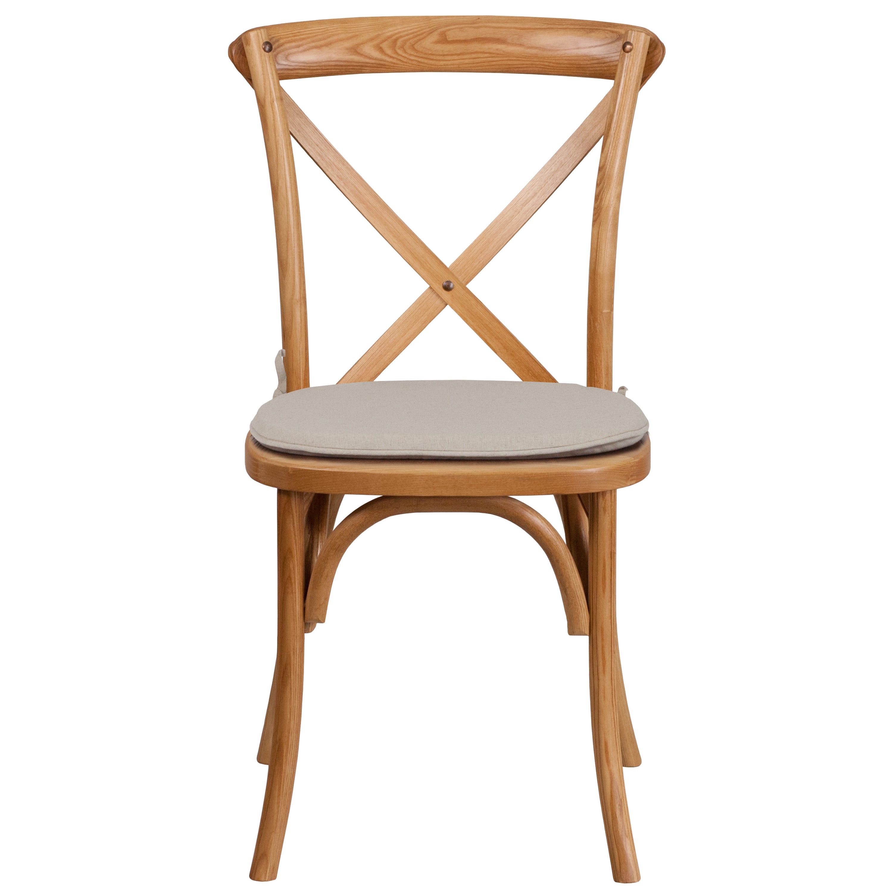HERCULES Series Stackable Oak Wood Cross Back Chair with Cushion