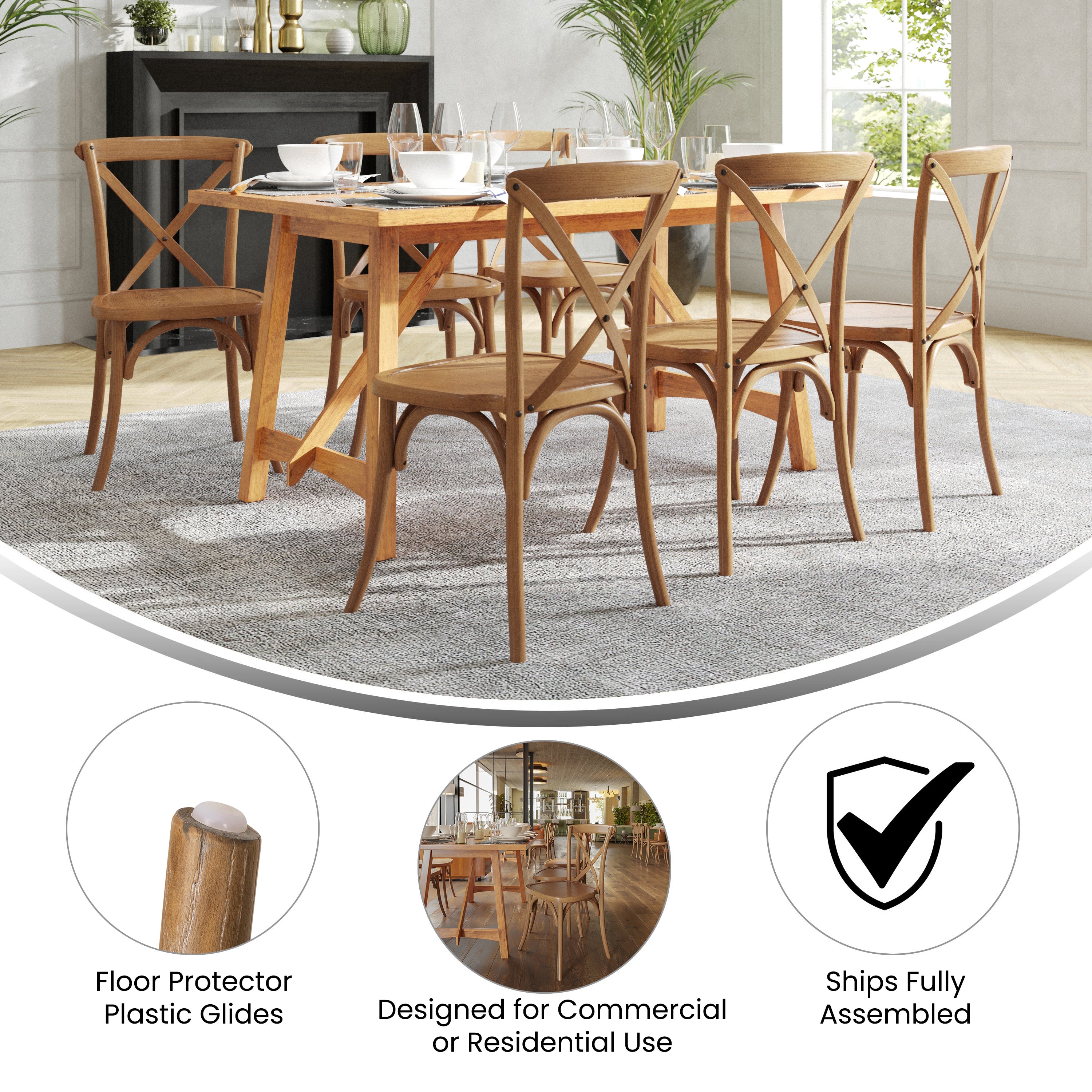 HERCULES Series Stackable Pecan Wood Cross Back Chair
